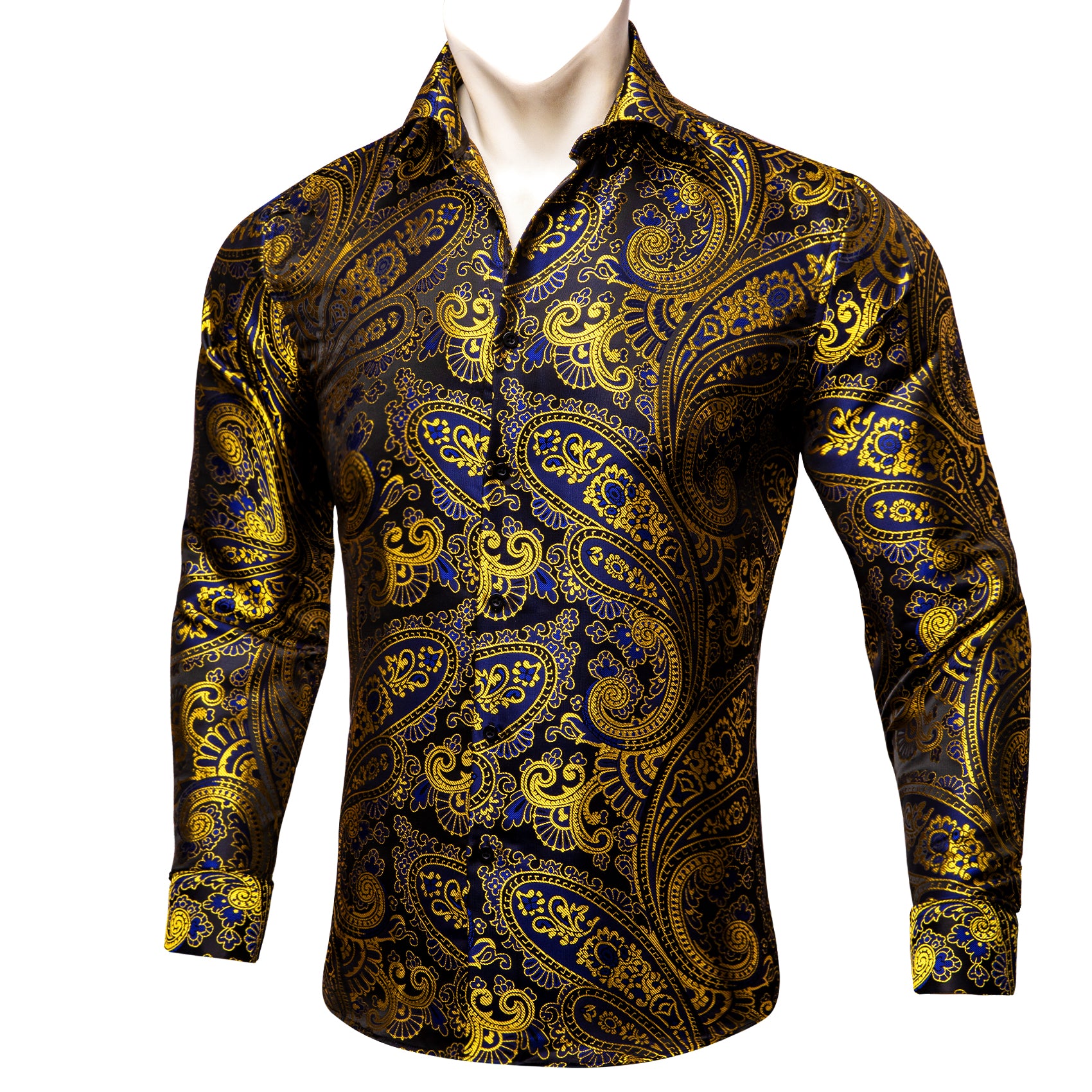 Black blue yellow golden long sleeve shirt for men dress shirt 