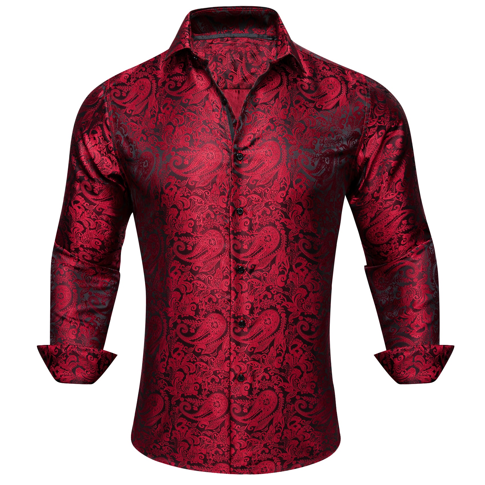 Black Ren barry wang paisley shirt long sleeve shirt for men 
