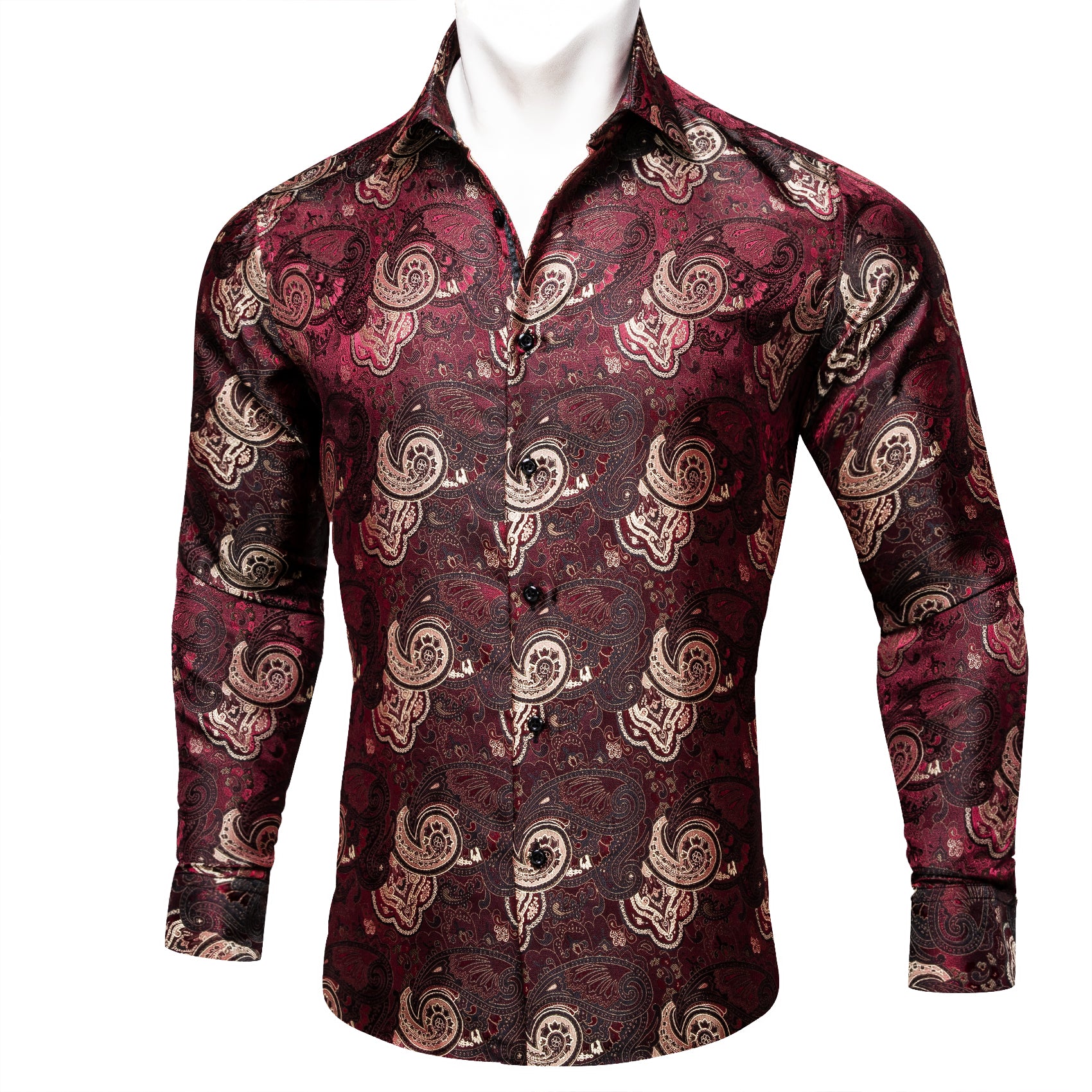 Barry.wang Red Brown Floral Shirt