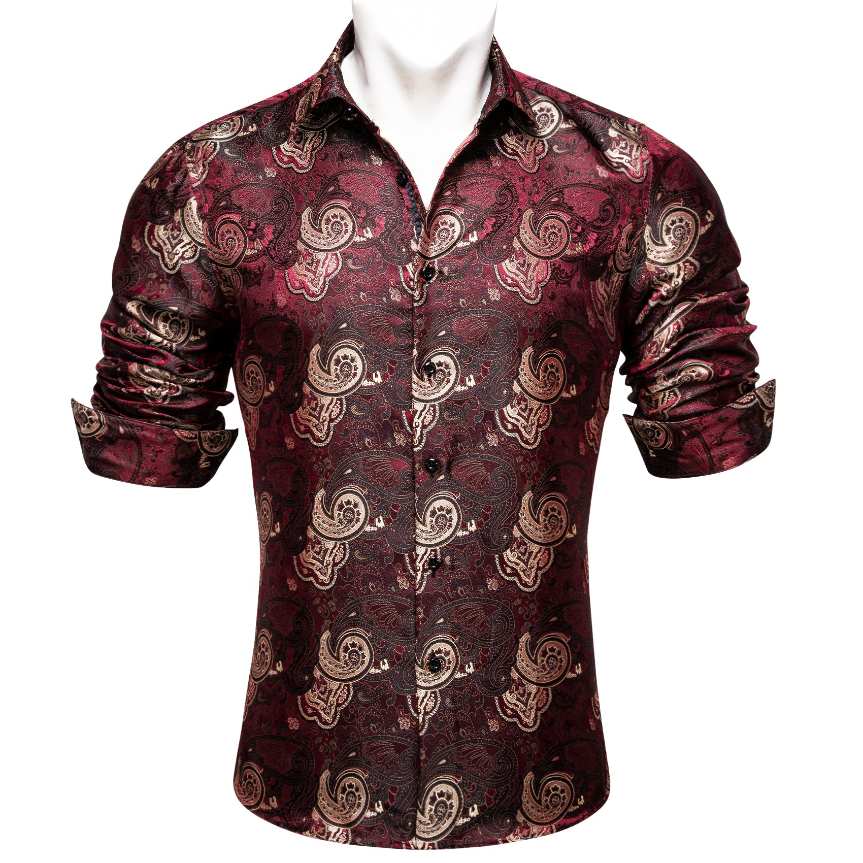 Barry.wang Red Brown Floral Shirt