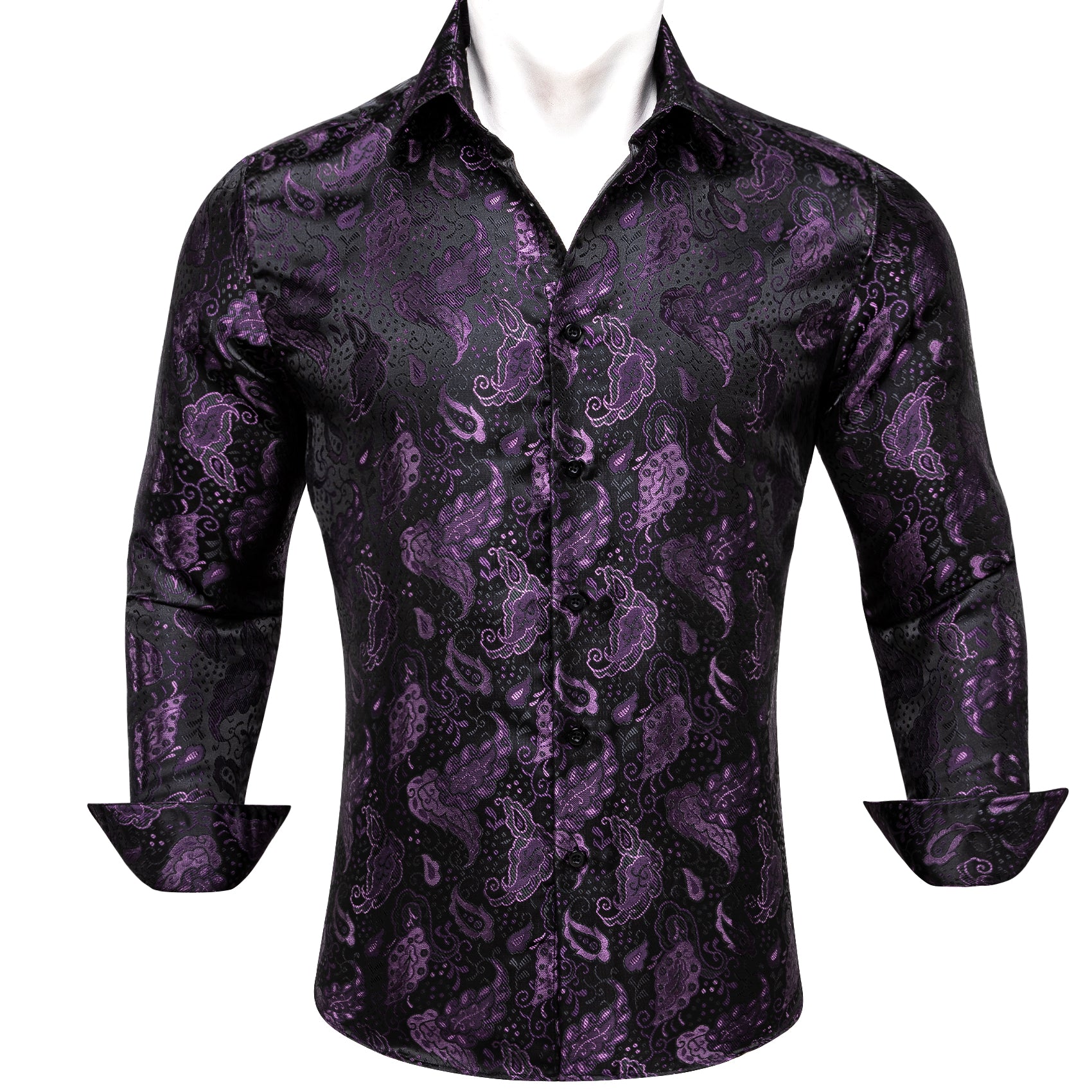 black light purple short sleeve button shirt