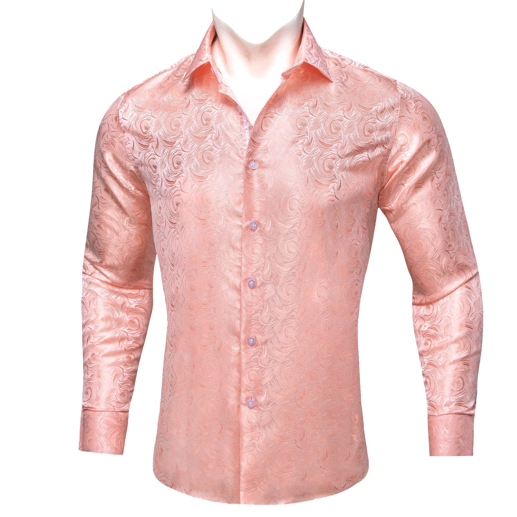 Barry.wang Pink Floral Silk Men's Shirt