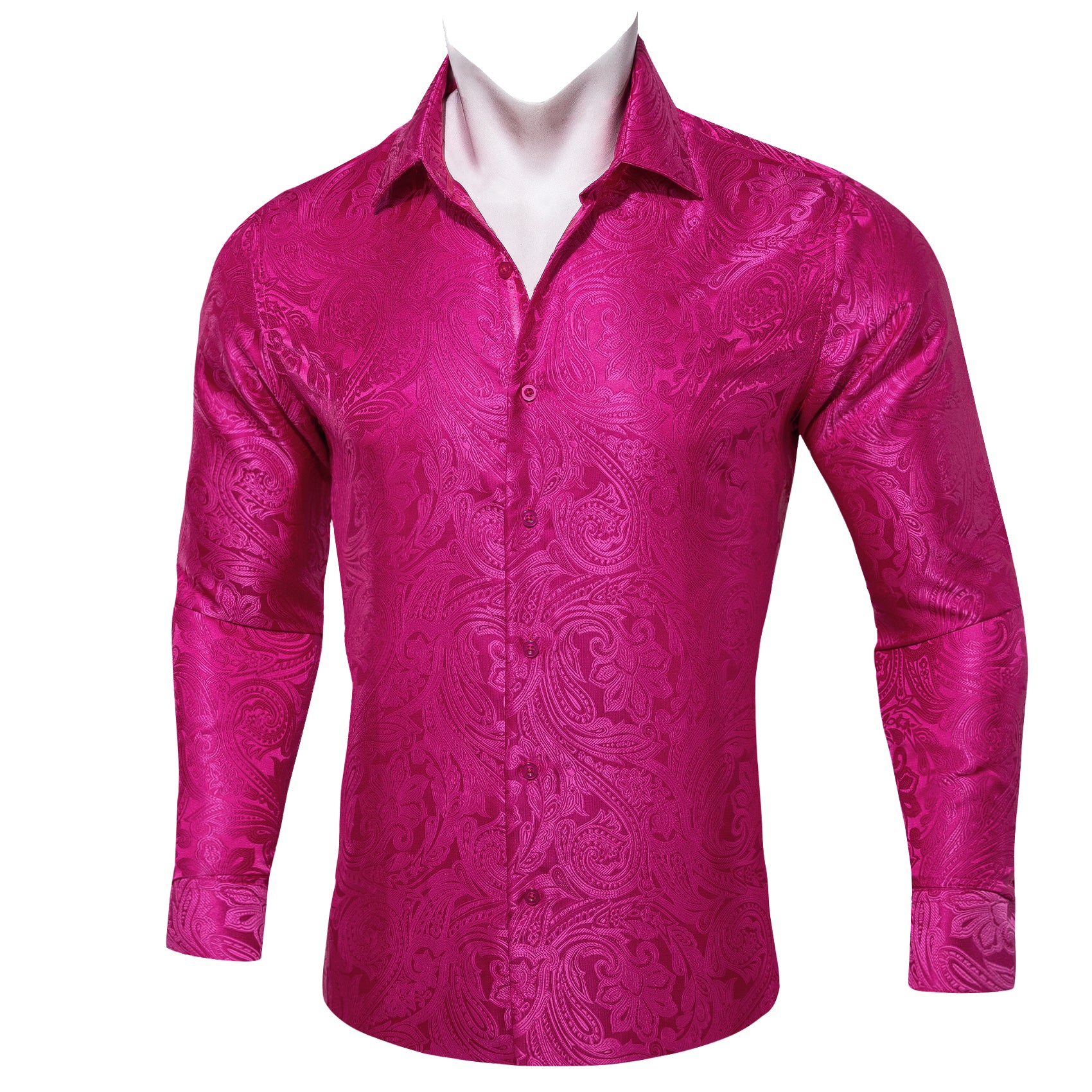 Barry. Wang Mens Fuchsia Pink Western Shirts Paisley Long Sleeve Button Down Dress Shirt, L Barry. Wang Mens Fuchsia Pink Western Shirts Paisley Long Sleeve Button Down Dress Shirt, L