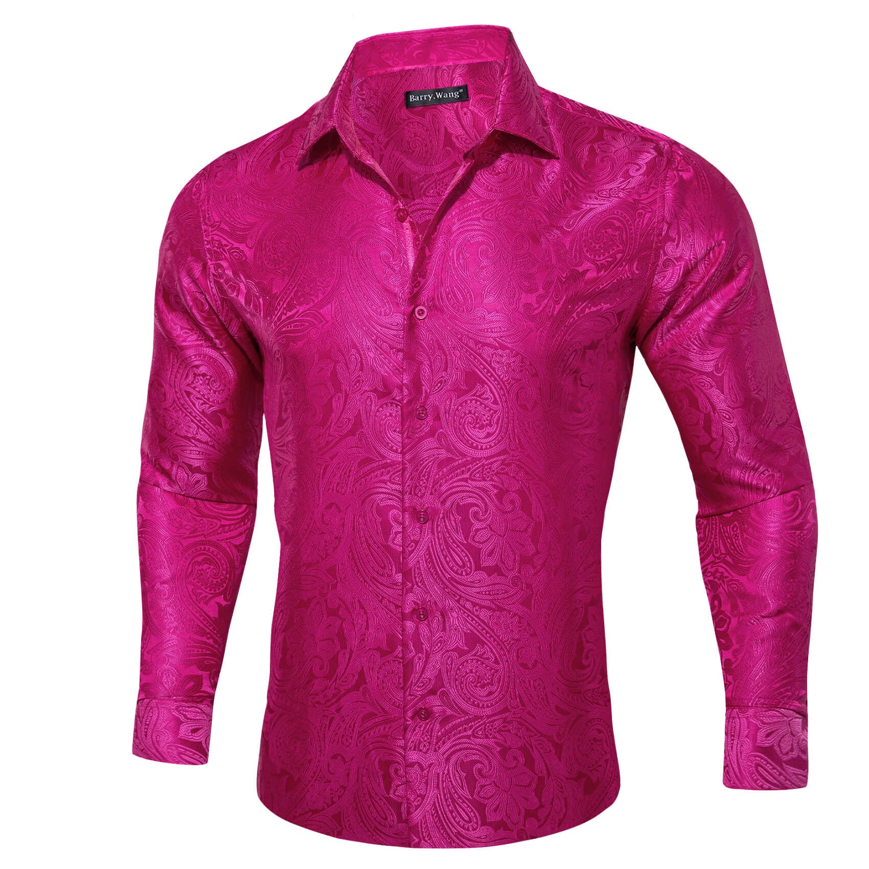 hot pink mens long sleeve dress shirts Men's Dress Shirts Wrinkle-Free Long Sleeve Stretch Solid Formal Business Button Down Shirt with Pocket