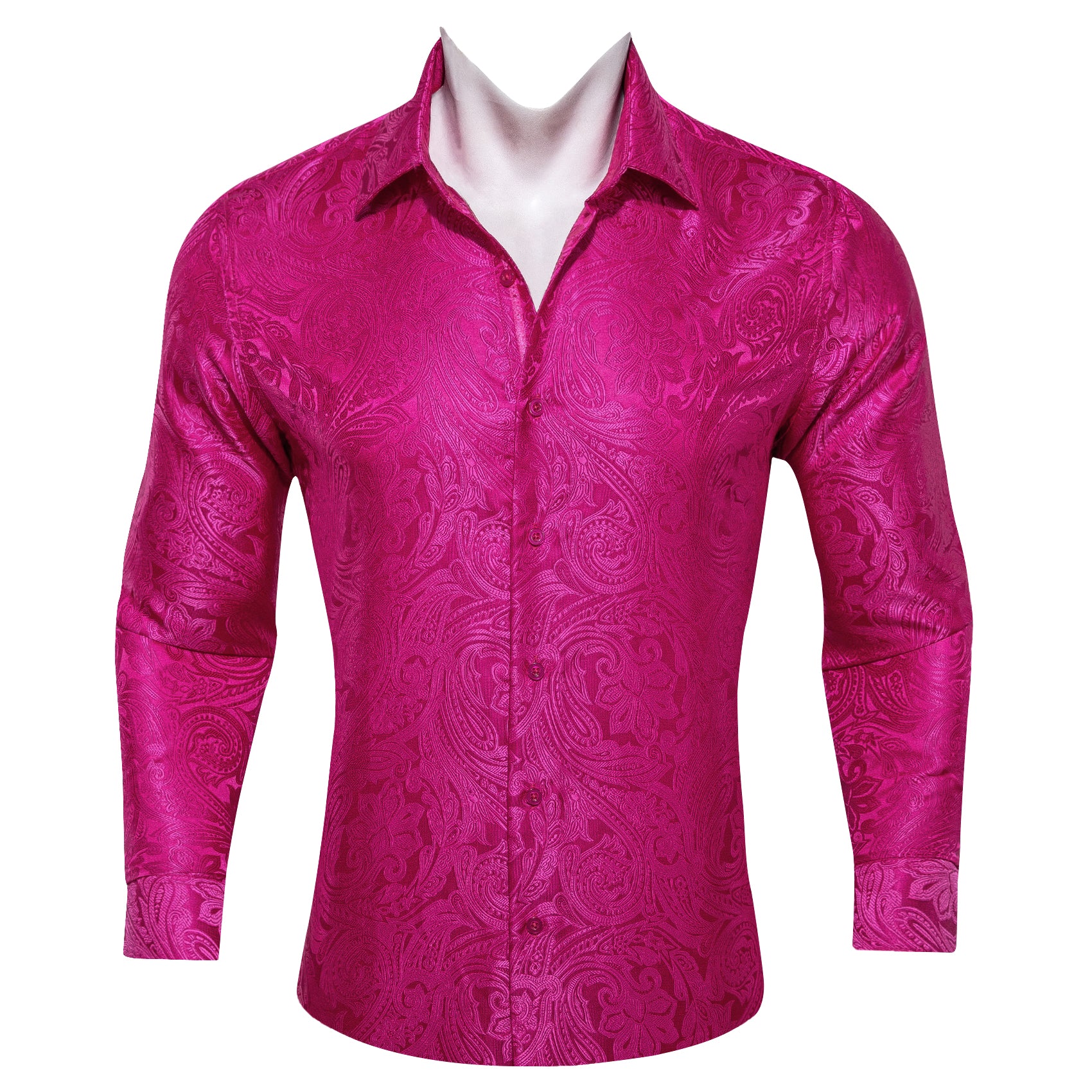 Barry. Wang Mens Fuchsia Pink Western Shirts Paisley Long Sleeve Button Down Dress Shirt, L Barry. Wang Mens Fuchsia Pink Western Shirts Paisley Long Sleeve Button Down Dress Shirt, L