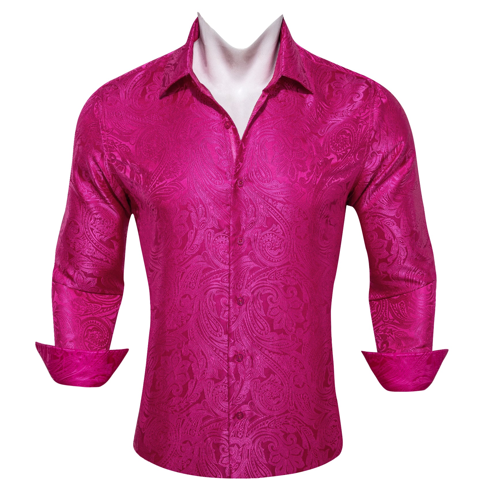 Barry. Wang Mens Fuchsia Pink Western Shirts Paisley Long Sleeve Button Down Dress Shirt, L Barry. Wang Mens Fuchsia Pink Western Shirts Paisley Long Sleeve Button Down Dress Shirt, L