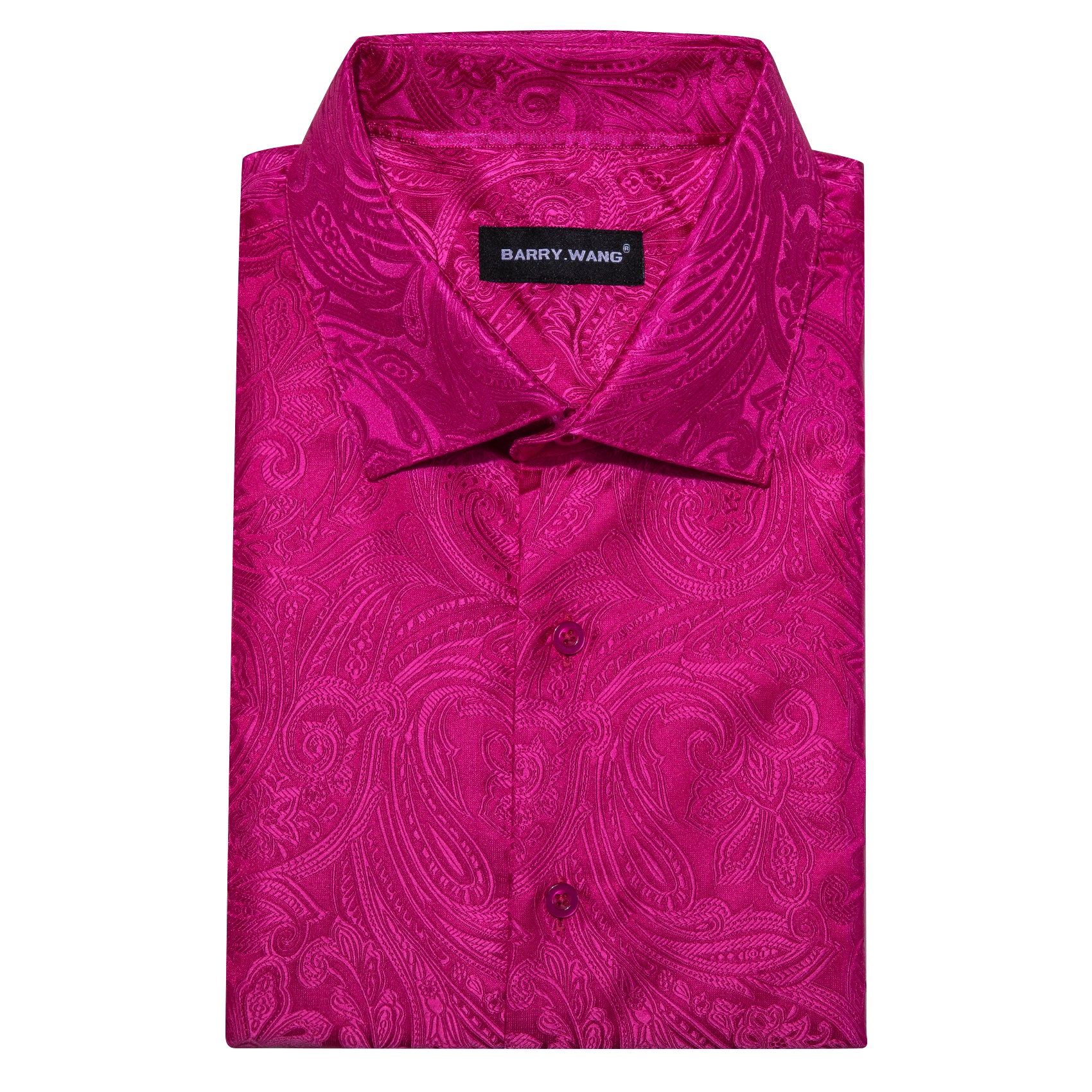 Barry. Wang Mens Fuchsia Pink Western Shirts Paisley Long Sleeve Button Down Dress Shirt, L Barry. Wang Mens Fuchsia Pink Western Shirts Paisley Long Sleeve Button Down Dress Shirt, L