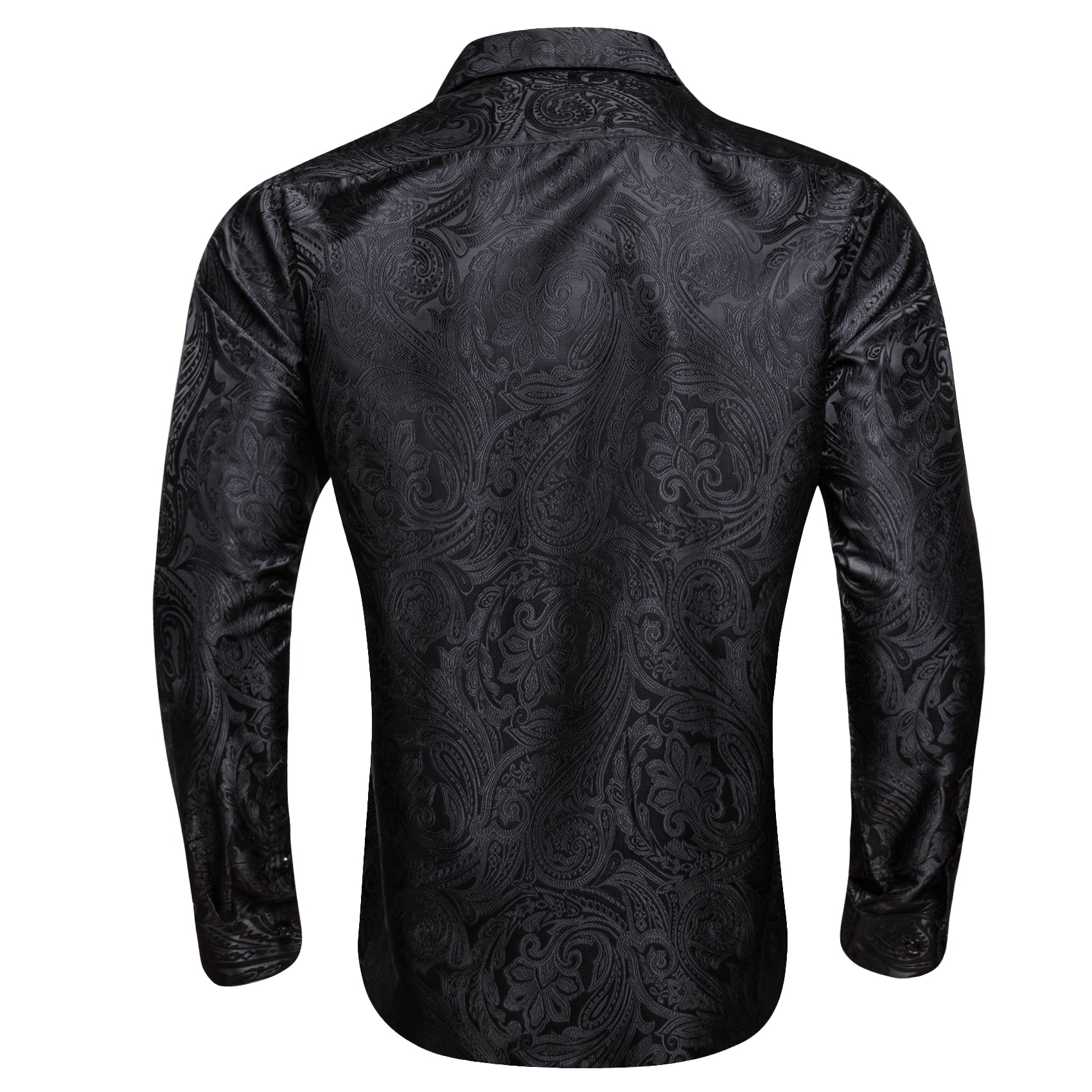 mens fitted shirts casual men black silk shirt