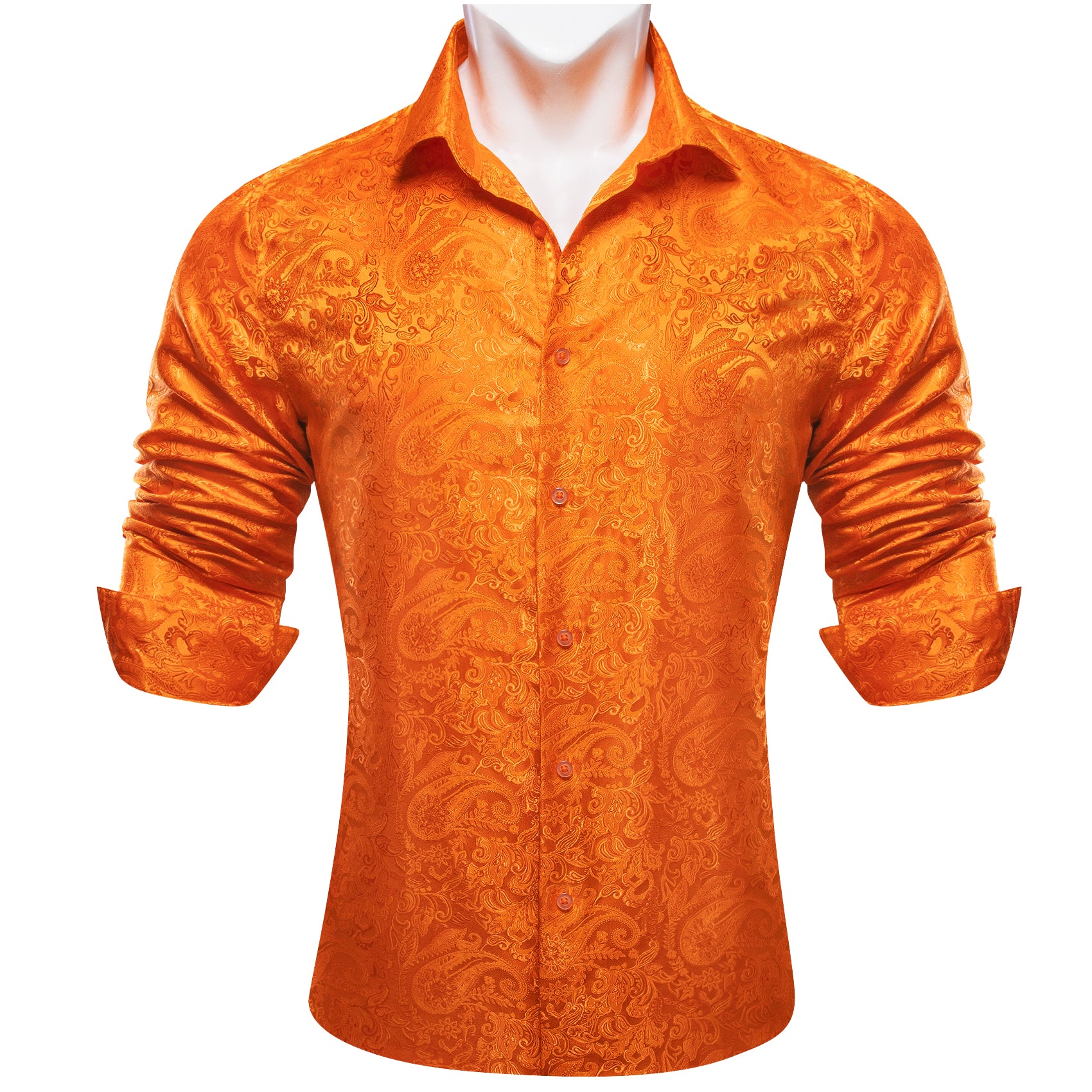 Barry. Wang Mens Orange Western Dress Shirts Paisley Long Sleeve Button Down Casual Shirt, S Barry. Wang Mens Orange Western Dress Shirts Paisley Long Sleeve Button Down Casual Shirt, S