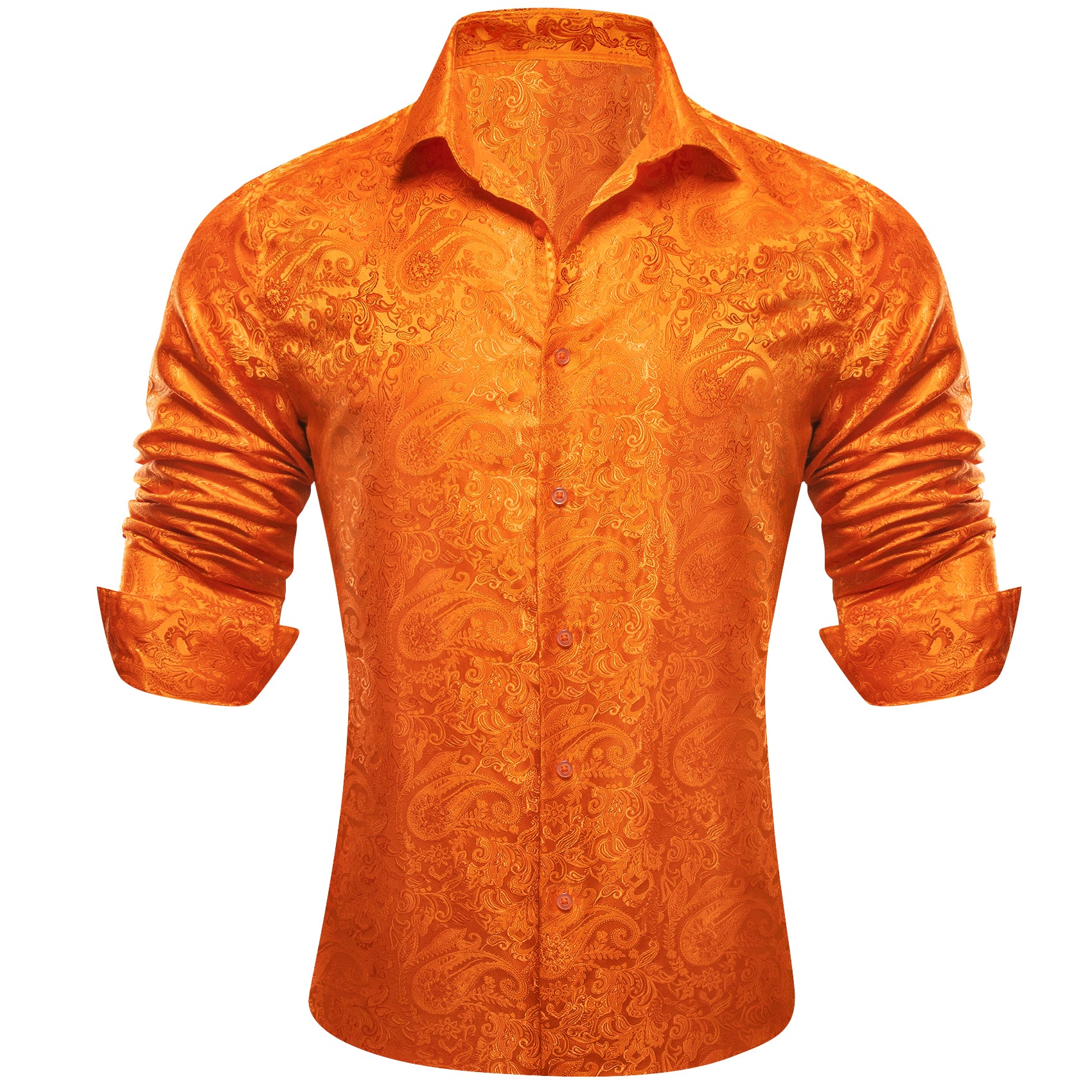 bottom down shirt Orange button up shirt long sleeve 