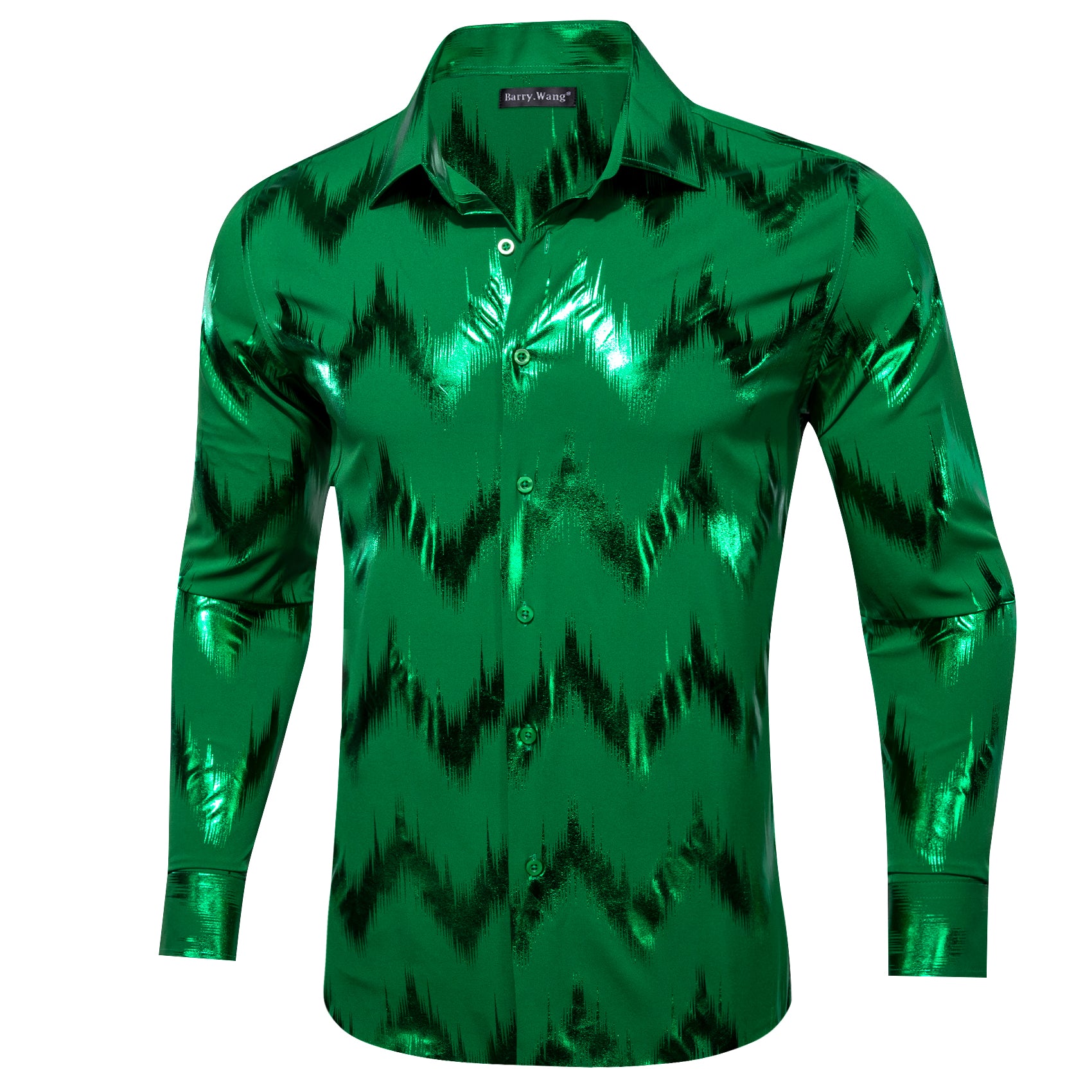 Barry.wang Stylish Shirt Bronzing Printing Green Men's Shirt