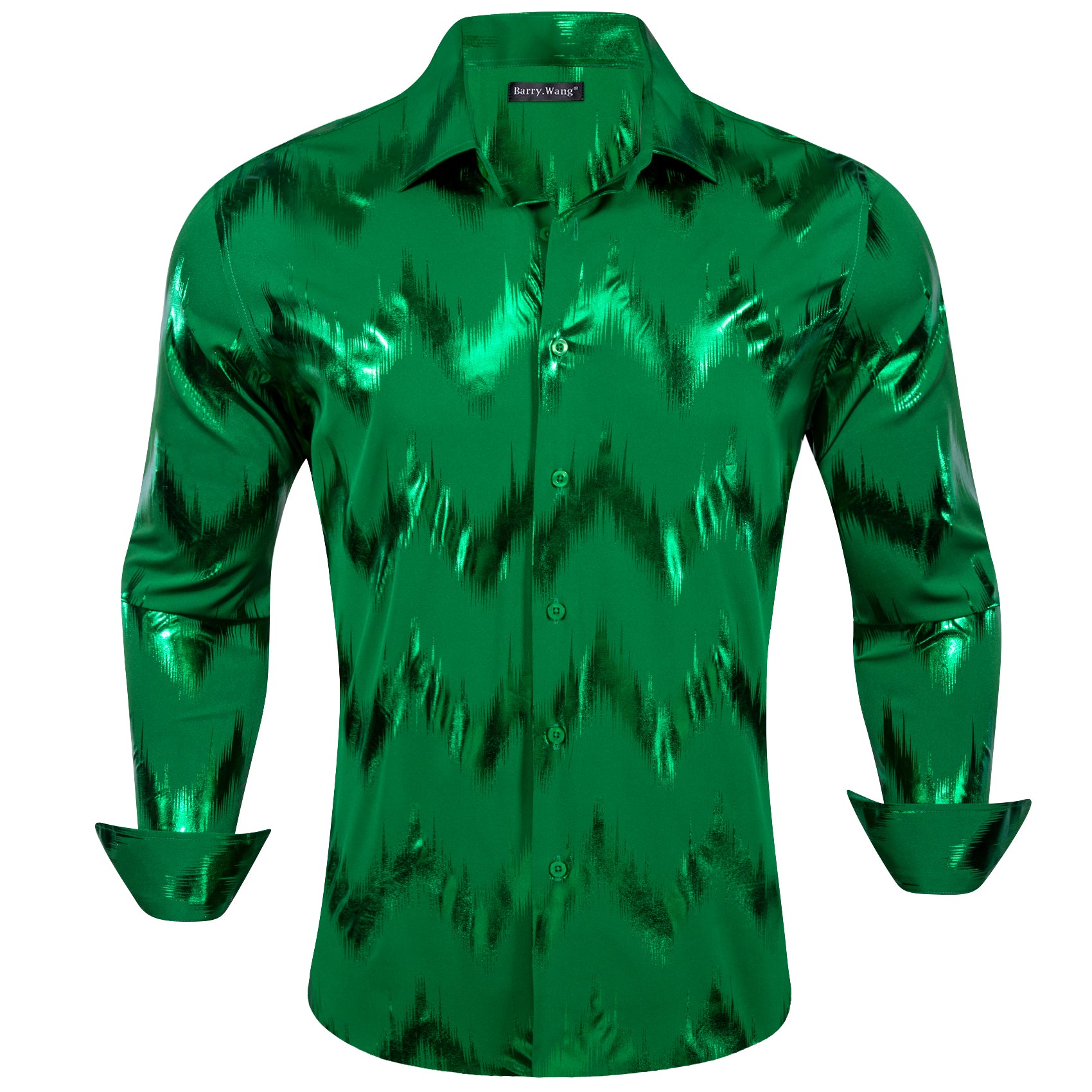 Barry.wang Stylish Shirt Bronzing Printing Green Men's Shirt