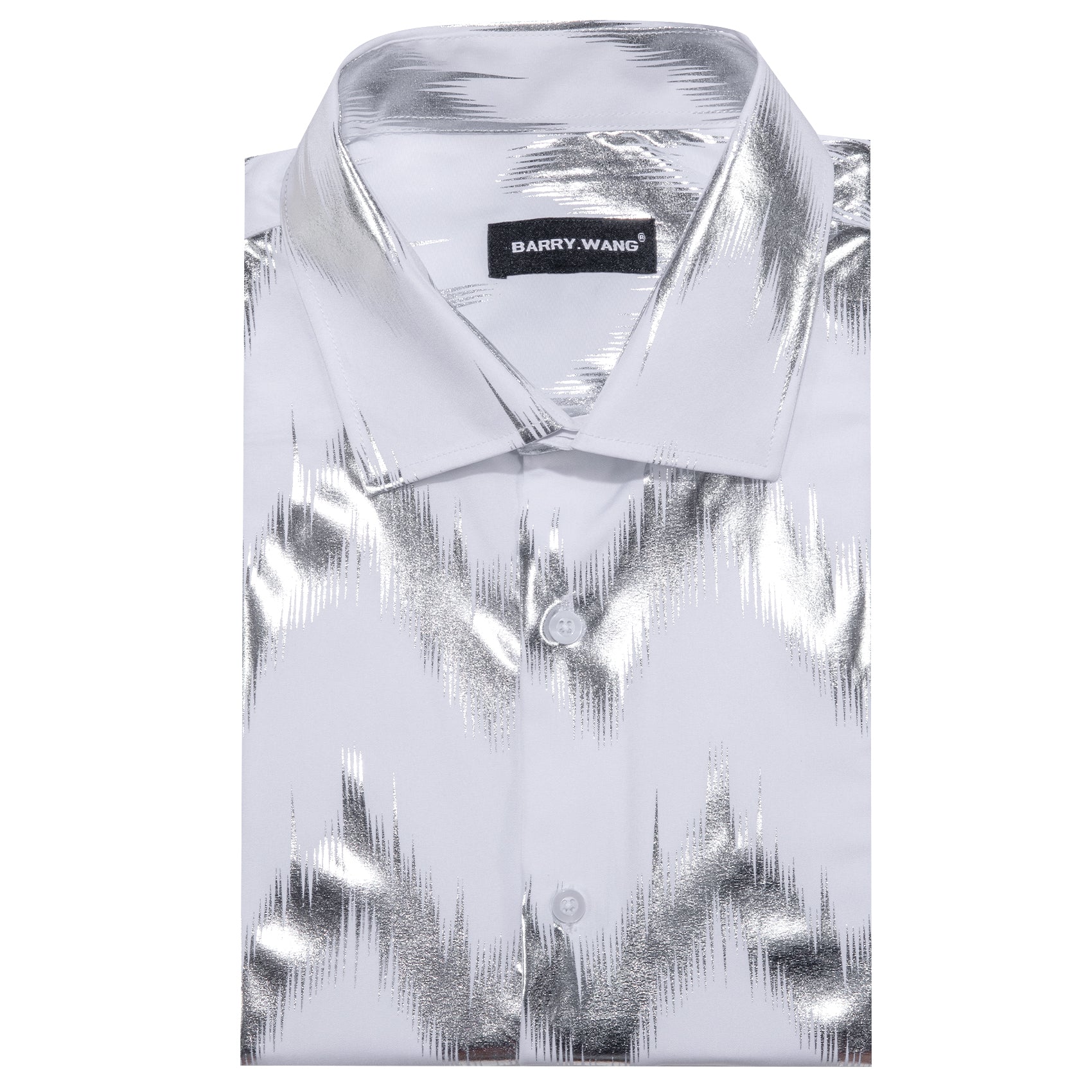 Barry.wang Stylish Shirt Bronzing Printing White Men's Shirt