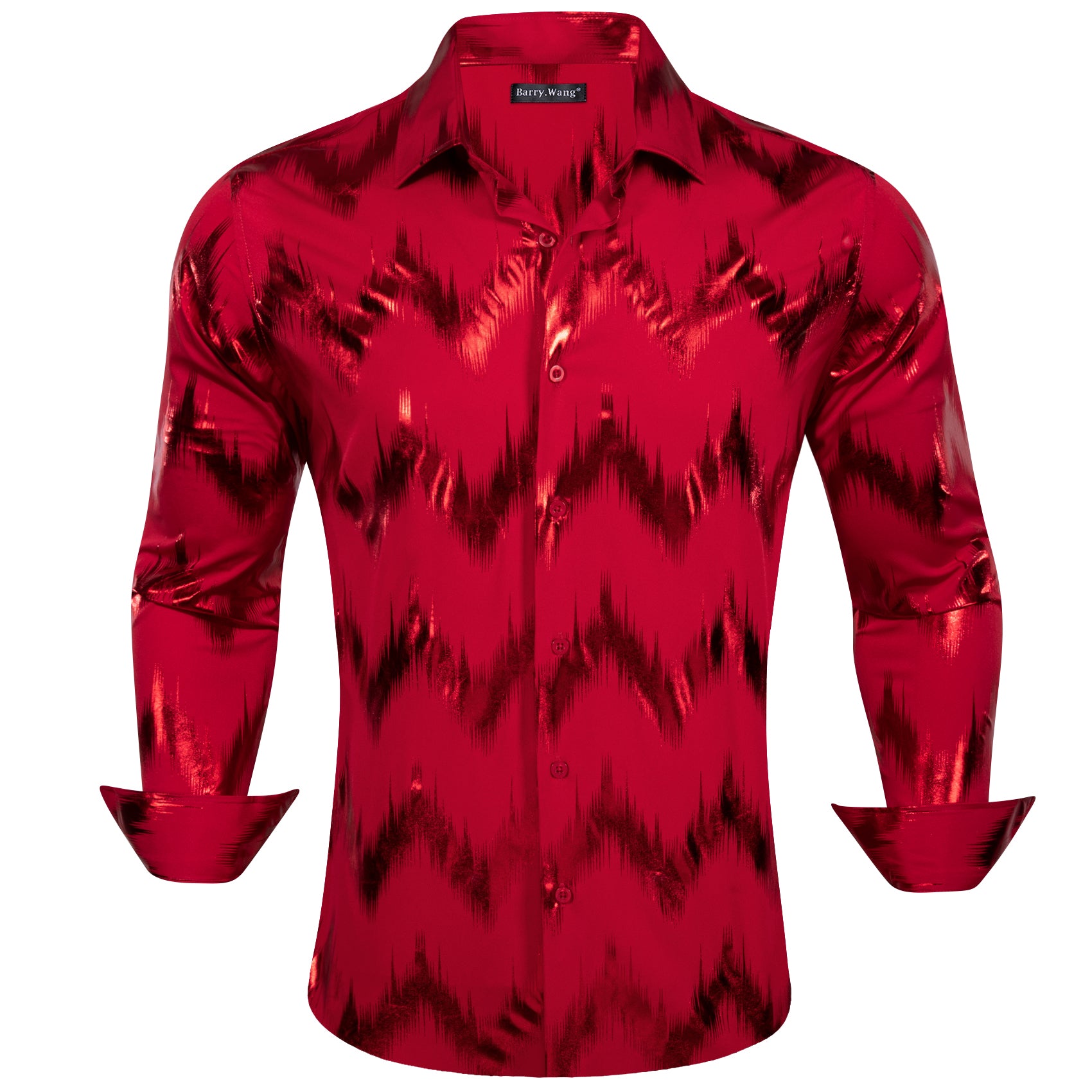 Barry.wang Stylish Shirt Bronzing Printing Red Men's Shirt