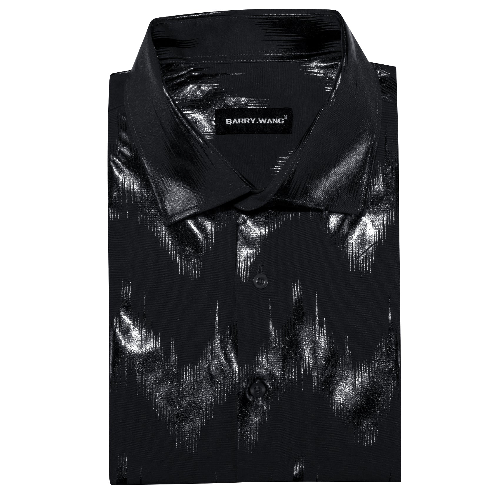 Barry.wang Stylish Shirt Bronzing Printing Black Men's Shirt