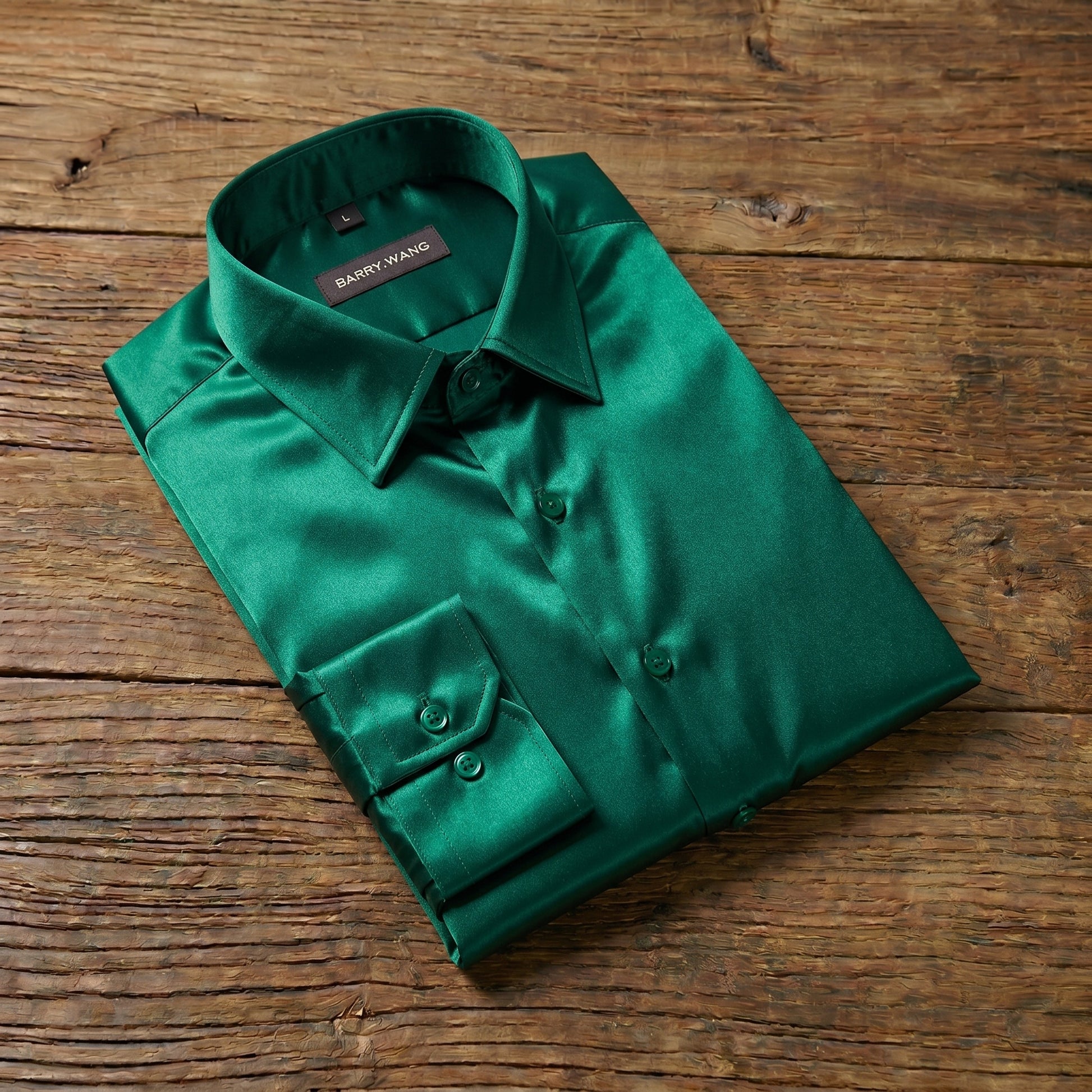 Barry. Wang Hunter Green Formal Shirt Mens Solid Stain Long Sleeve Dre Barry. Wang Hunter Green Formal Shirt Mens Solid Stain Long Sleeve Dre