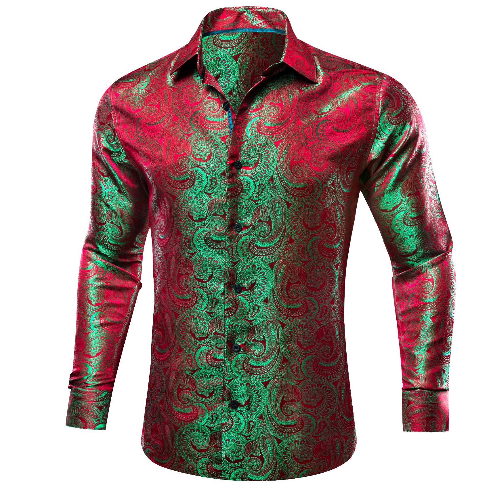 men shirt casual red green shirt