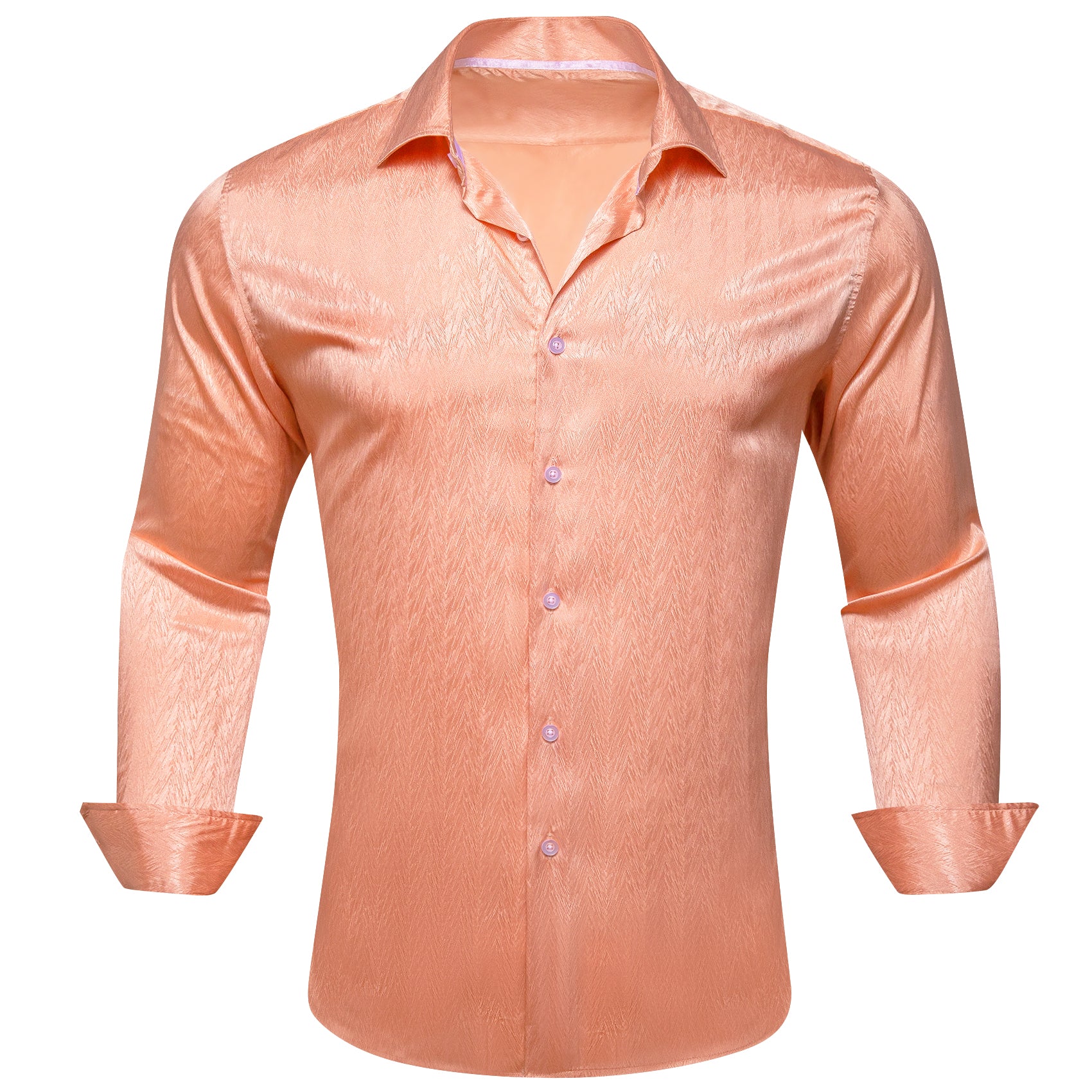 Barry.wang Pale Orange Solid Silk Men's Shirt