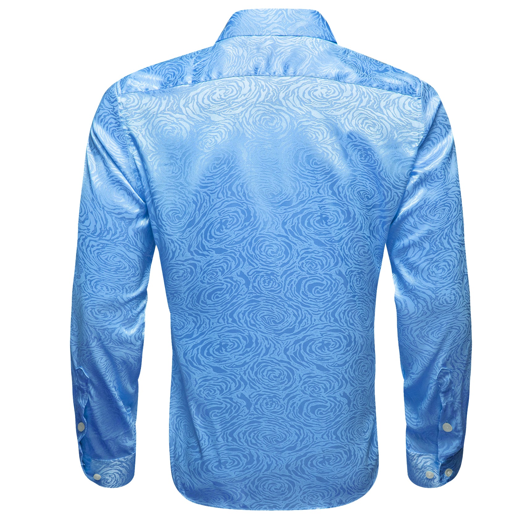 Barry.wang Sky Blue Floral Silk Men's Shirt