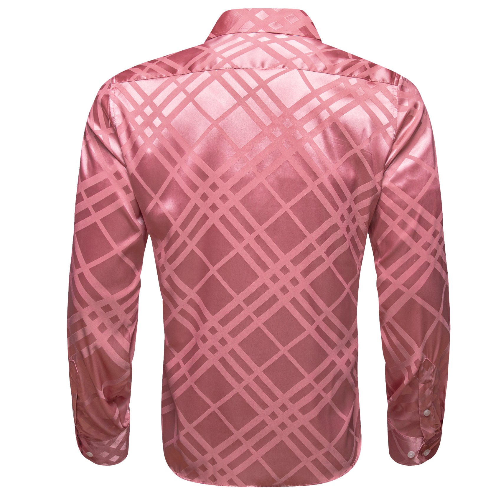 Barry.wang Pink Striped Silk Men's Shirt