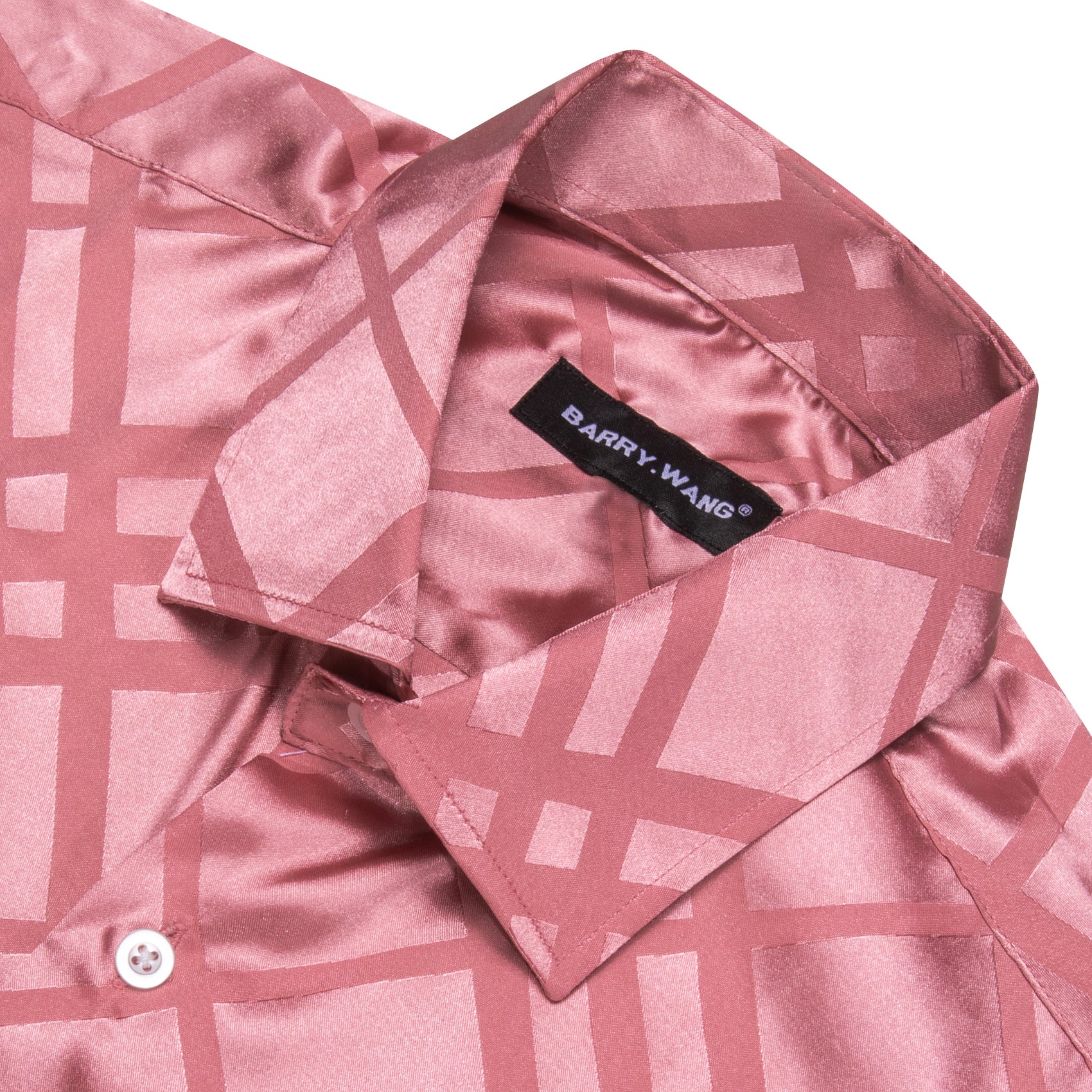 Barry.wang Button Down Shirt Pink Striped Silk Shirt for Mens Fashion