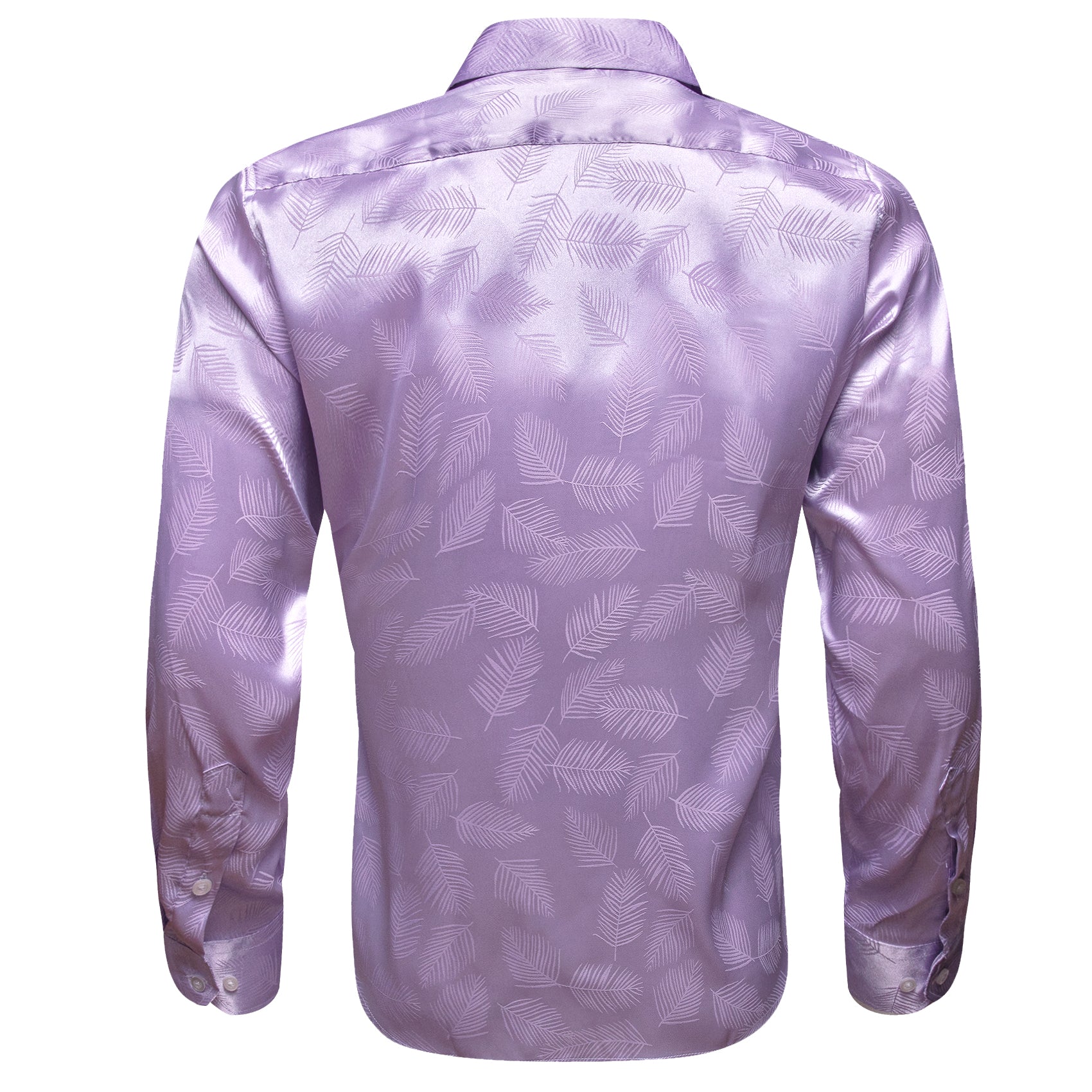 Barry.wang Purple Feather Floral Silk Men's Shirt