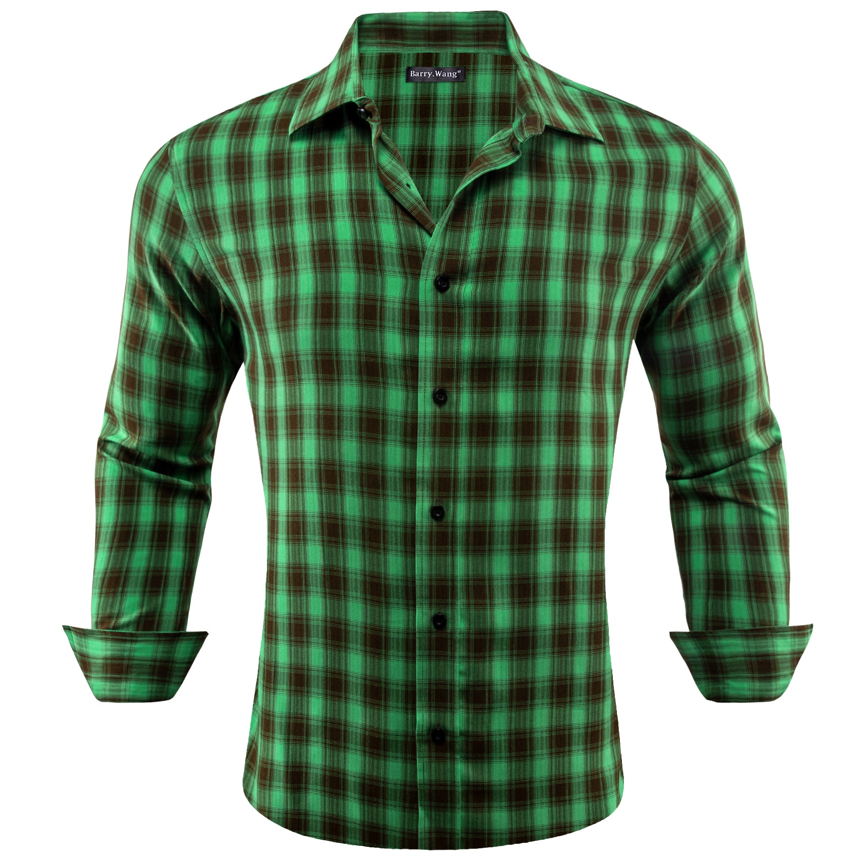 Barry.wang Green Plaid Men's Shirt