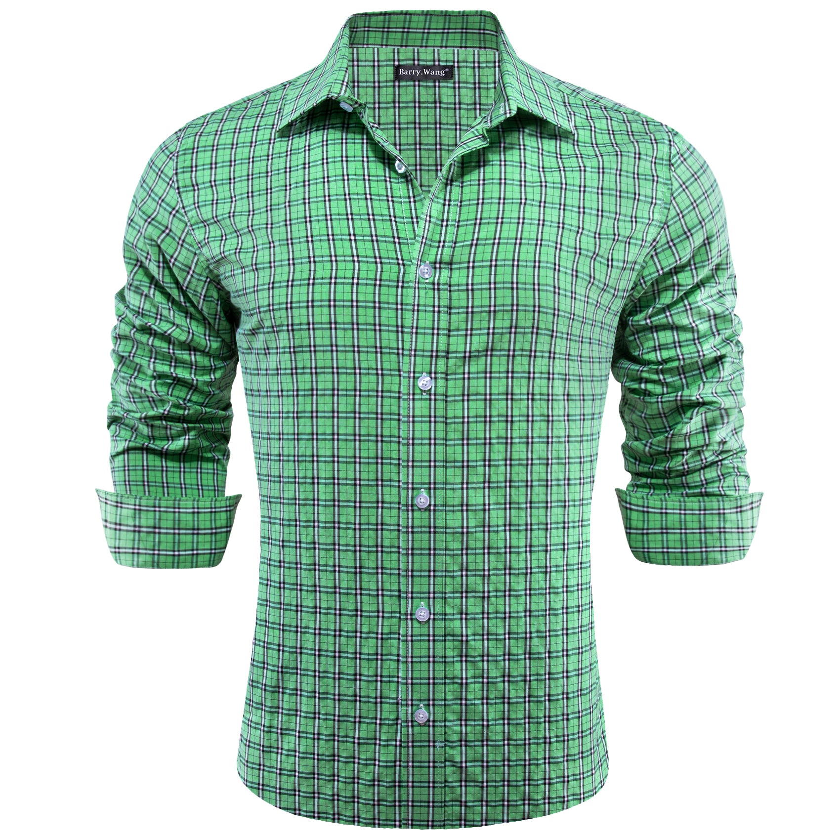 Barry.wang Green Plaid Men's Shirt