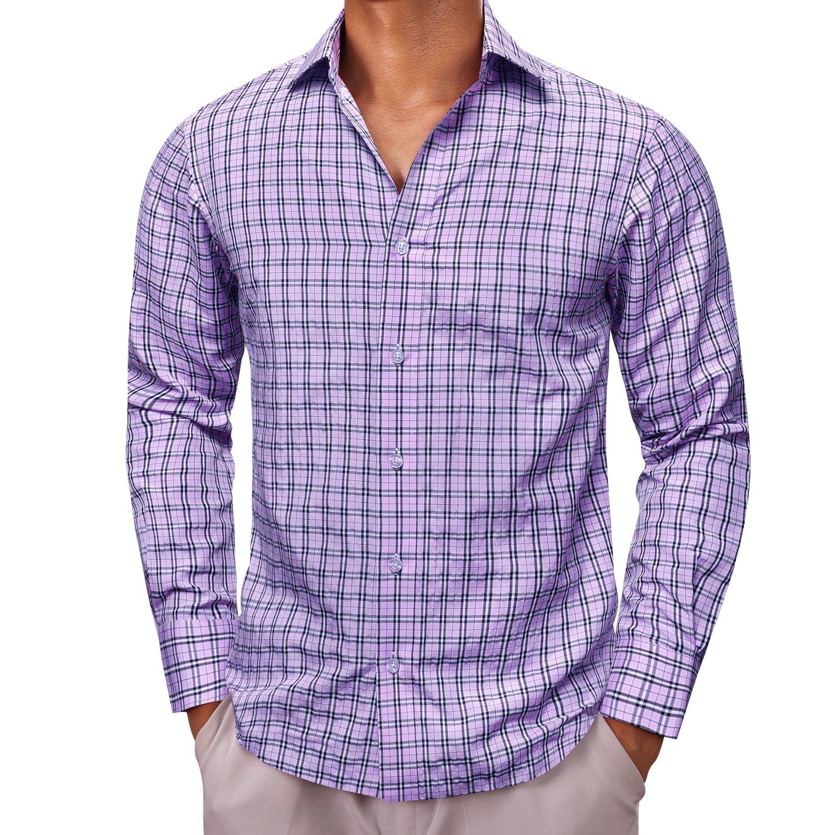 Barry.wang Purple Plaid Men's Shirt