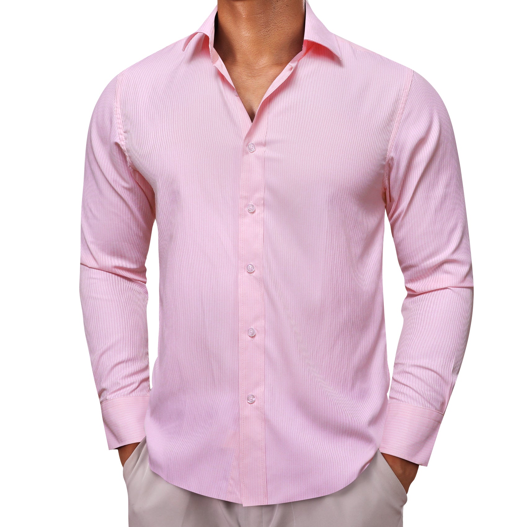 Barry.wang Pink Solid Men's Shirt