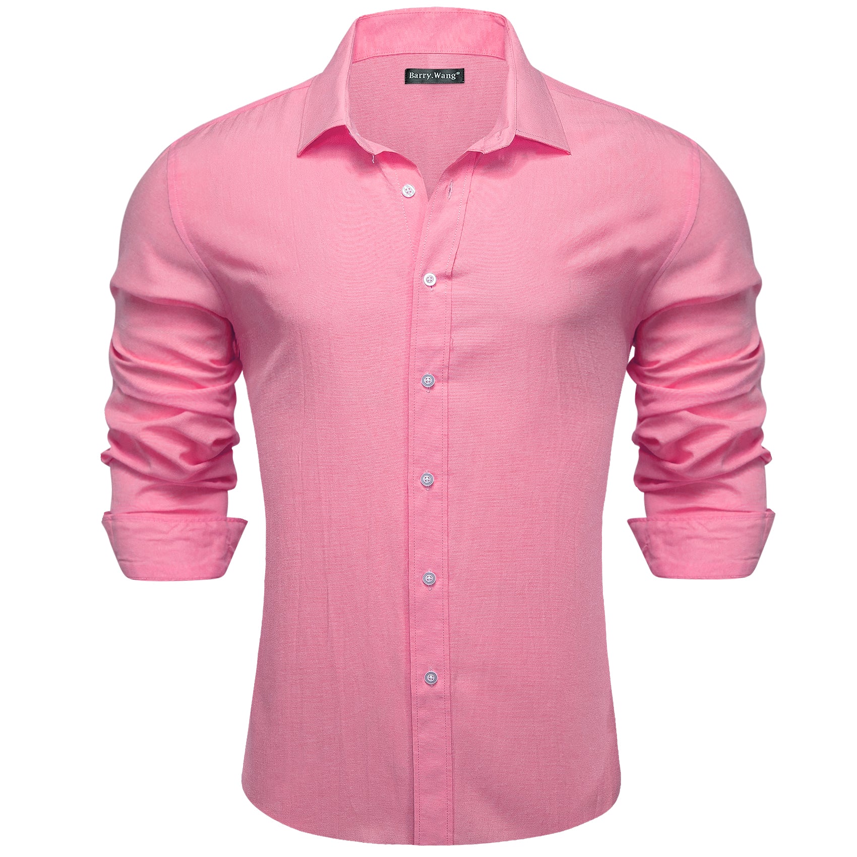 Barry.wang Pink Solid Silk Shirt