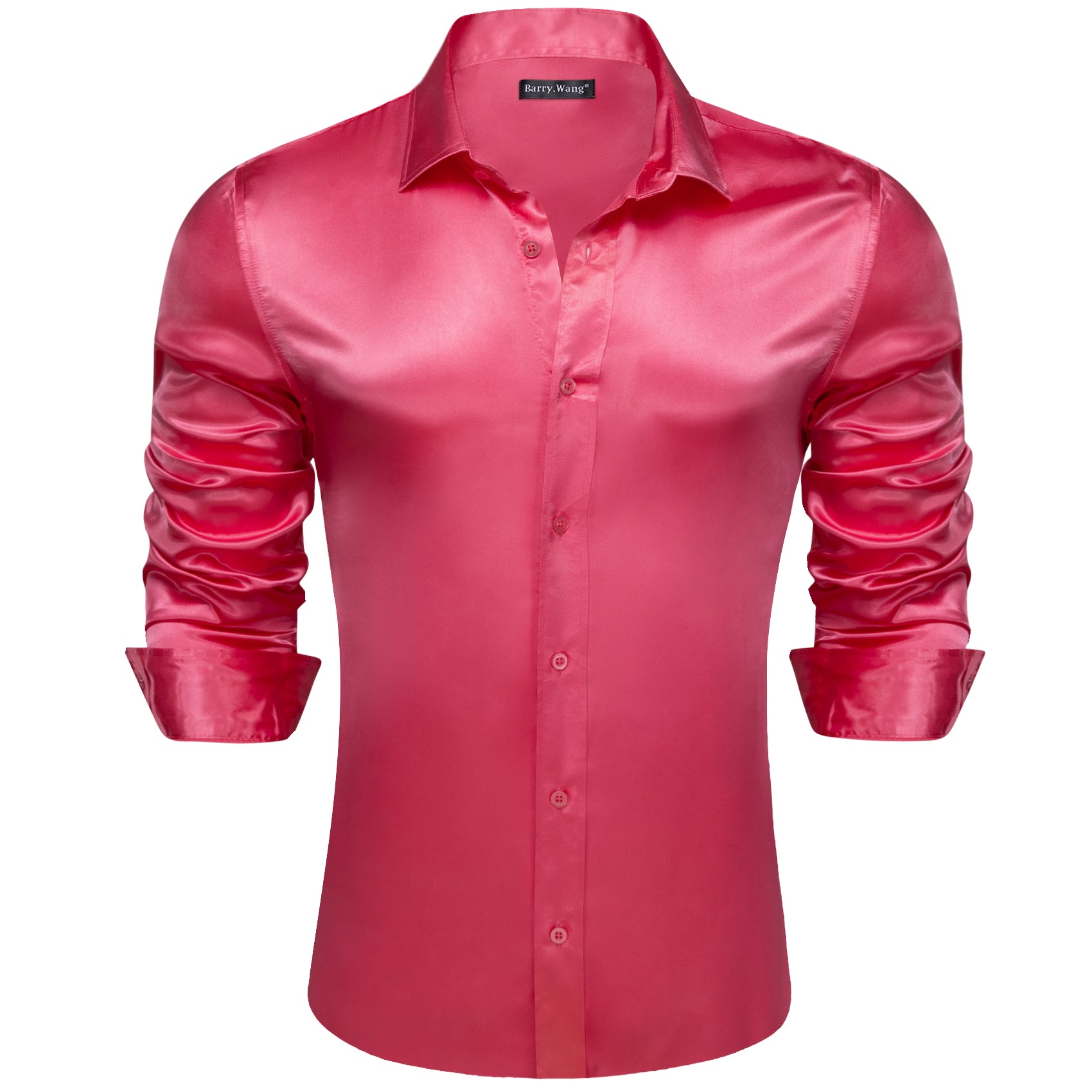 Barry.wang Shock Pink Solid Silk Shirt