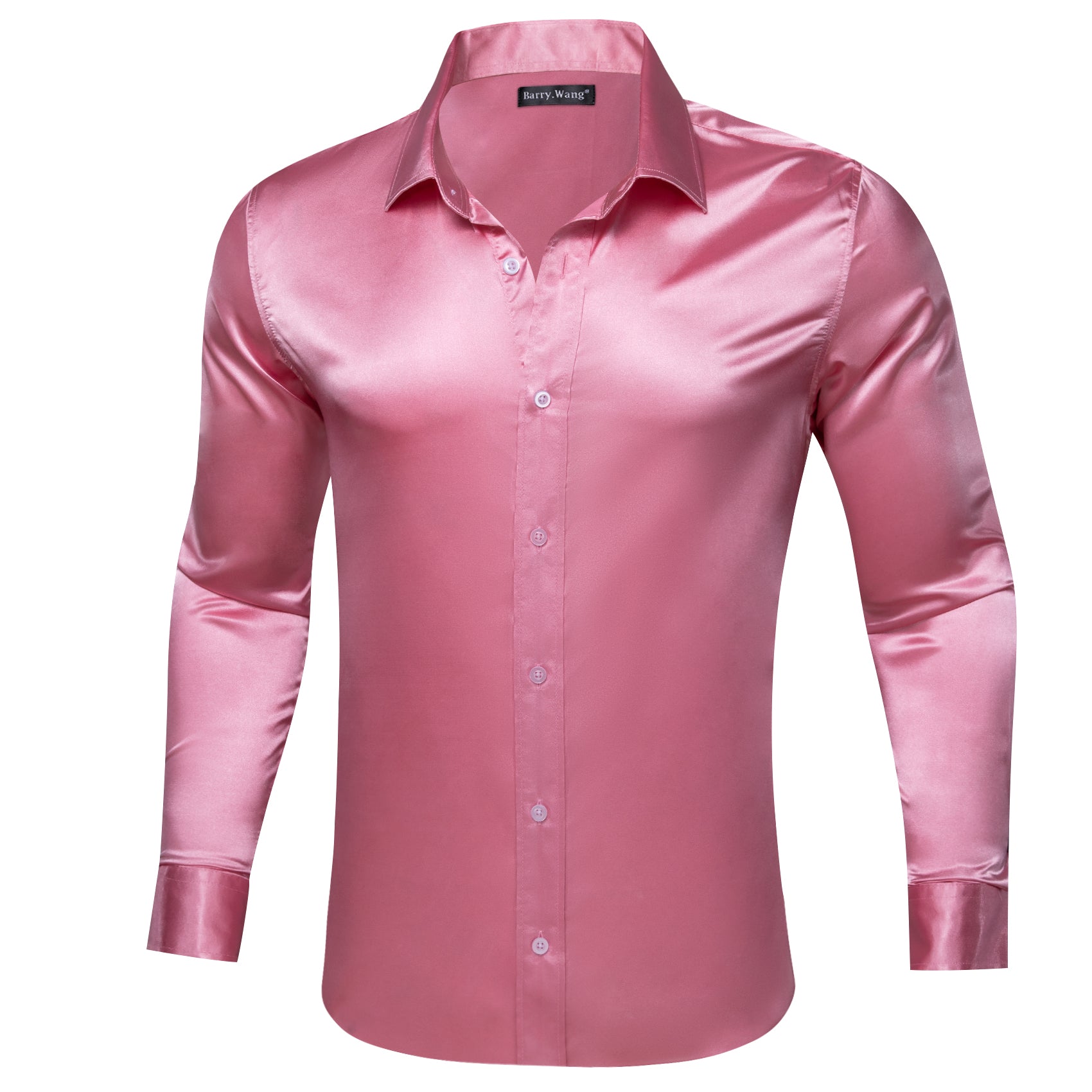 Barry.wang Pale Violet Red Solid Silk Shirt
