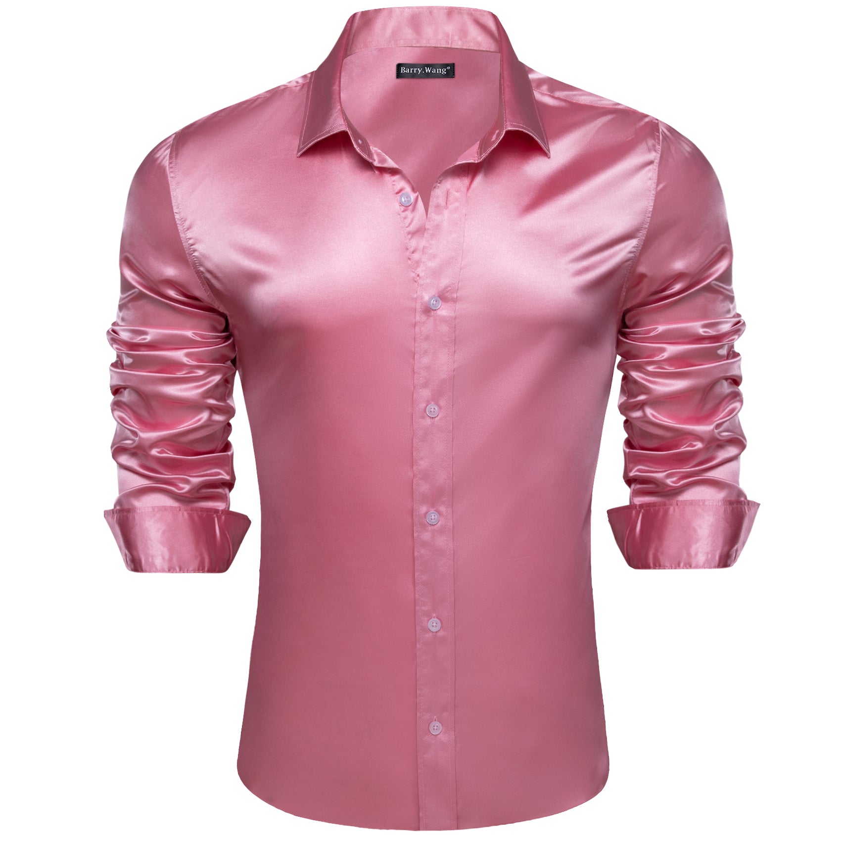 Barry.wang Pale Violet Red Solid Silk Shirt