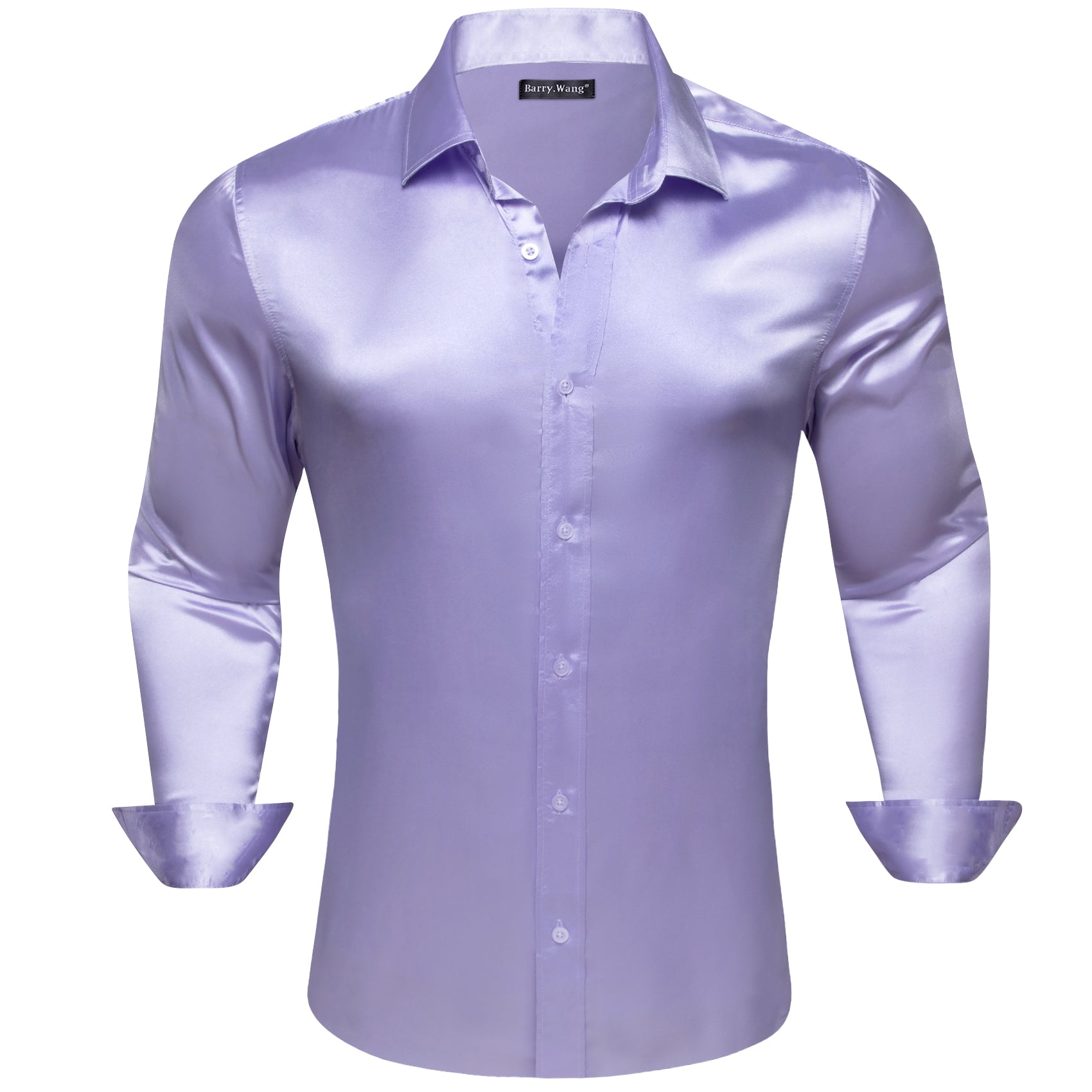 Barry.wang Light Purple Solid Silk Shirt