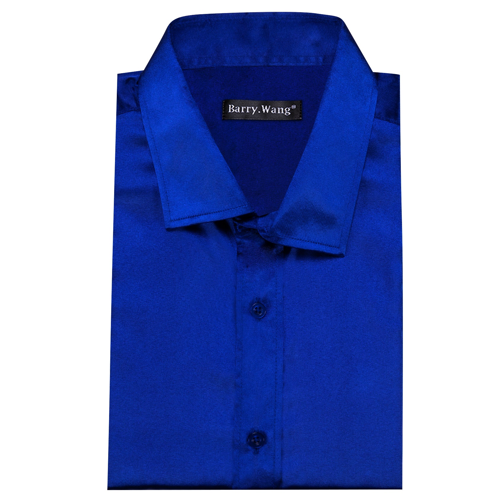 Barry.wang Sapphire Blue Solid Silk Men's Shirt