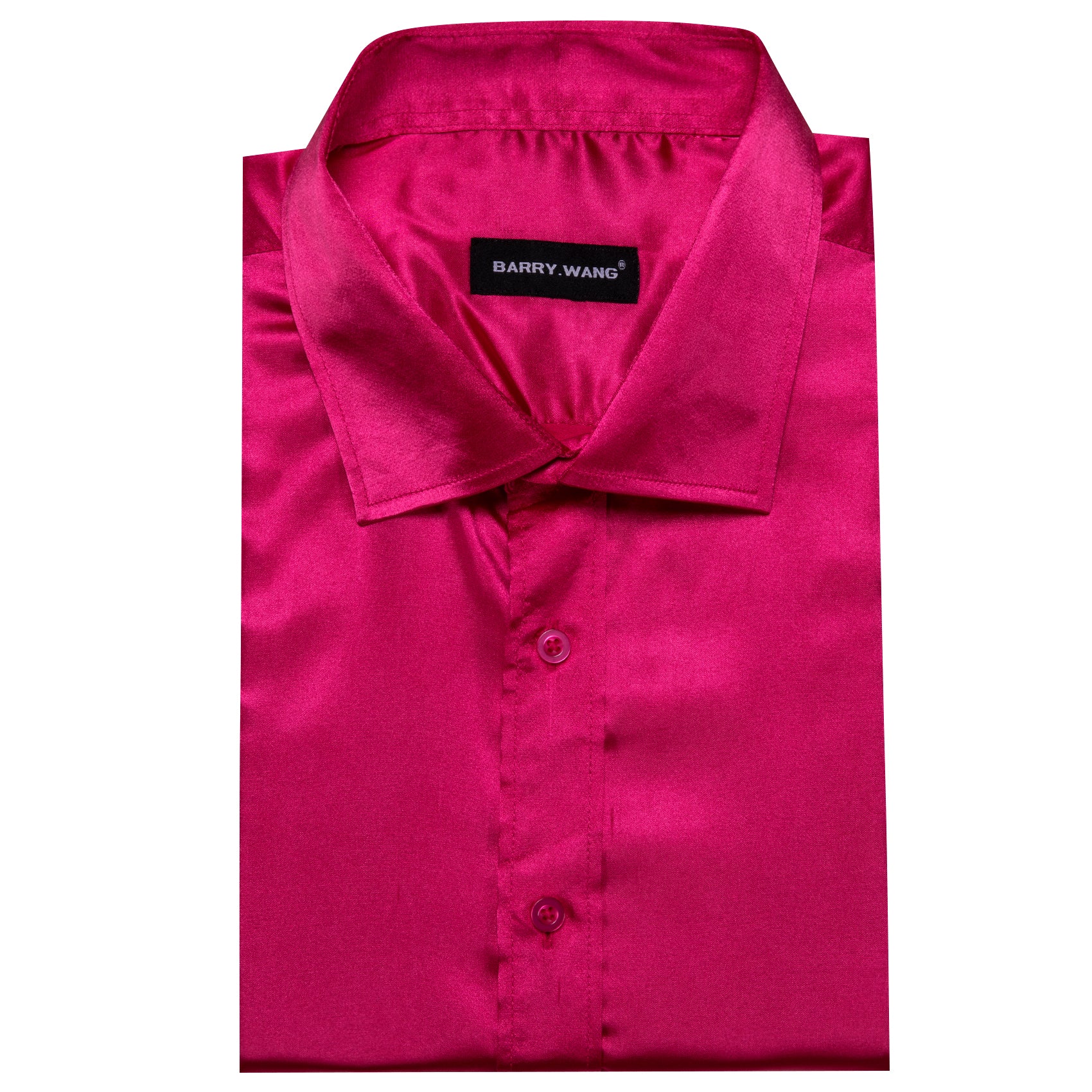 Barry.wang Red Violet Solid Silk Men's Shirt
