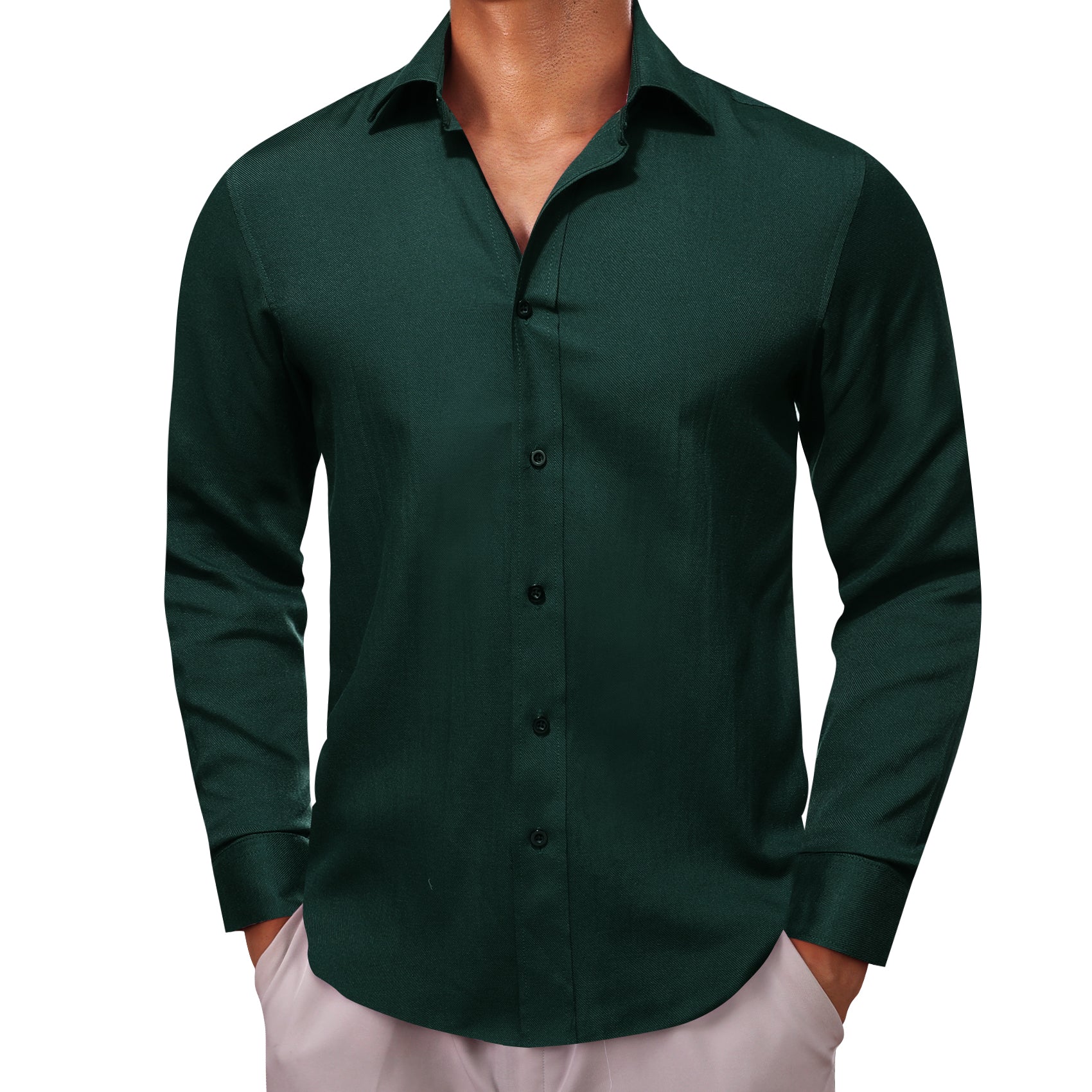 Barry.wang Dark Green Solid Men's Shirt