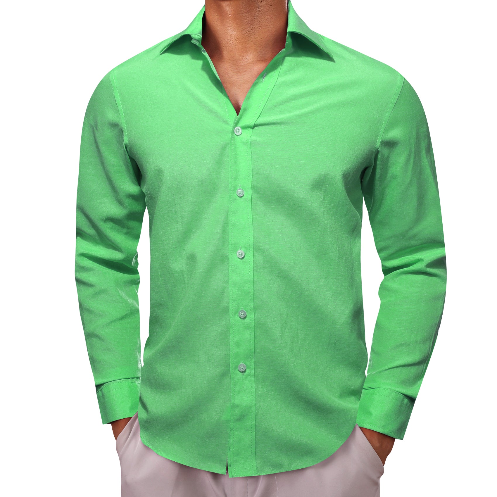 Barry.wang Cobalt Green Solid Men's Shirt