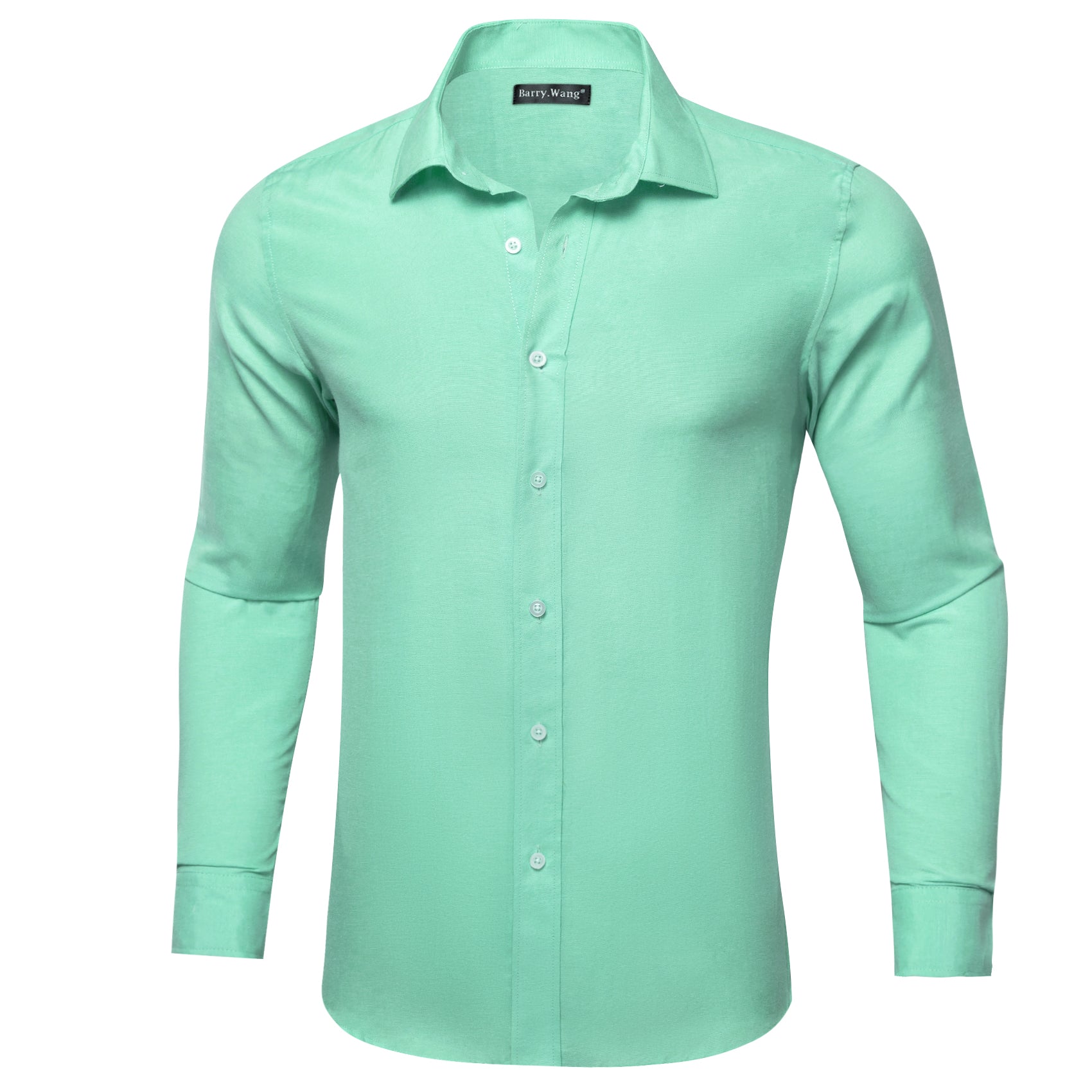 Barry.wang Turquoise Green Solid Men's Shirt