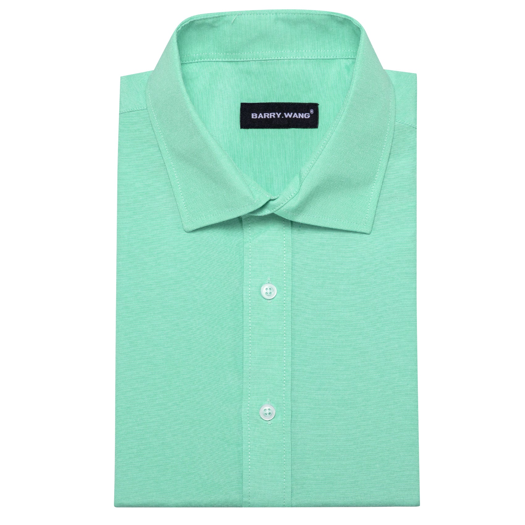 Barry.wang Button Down Shirt Turquoise Green Solid Men's Silk Shirt