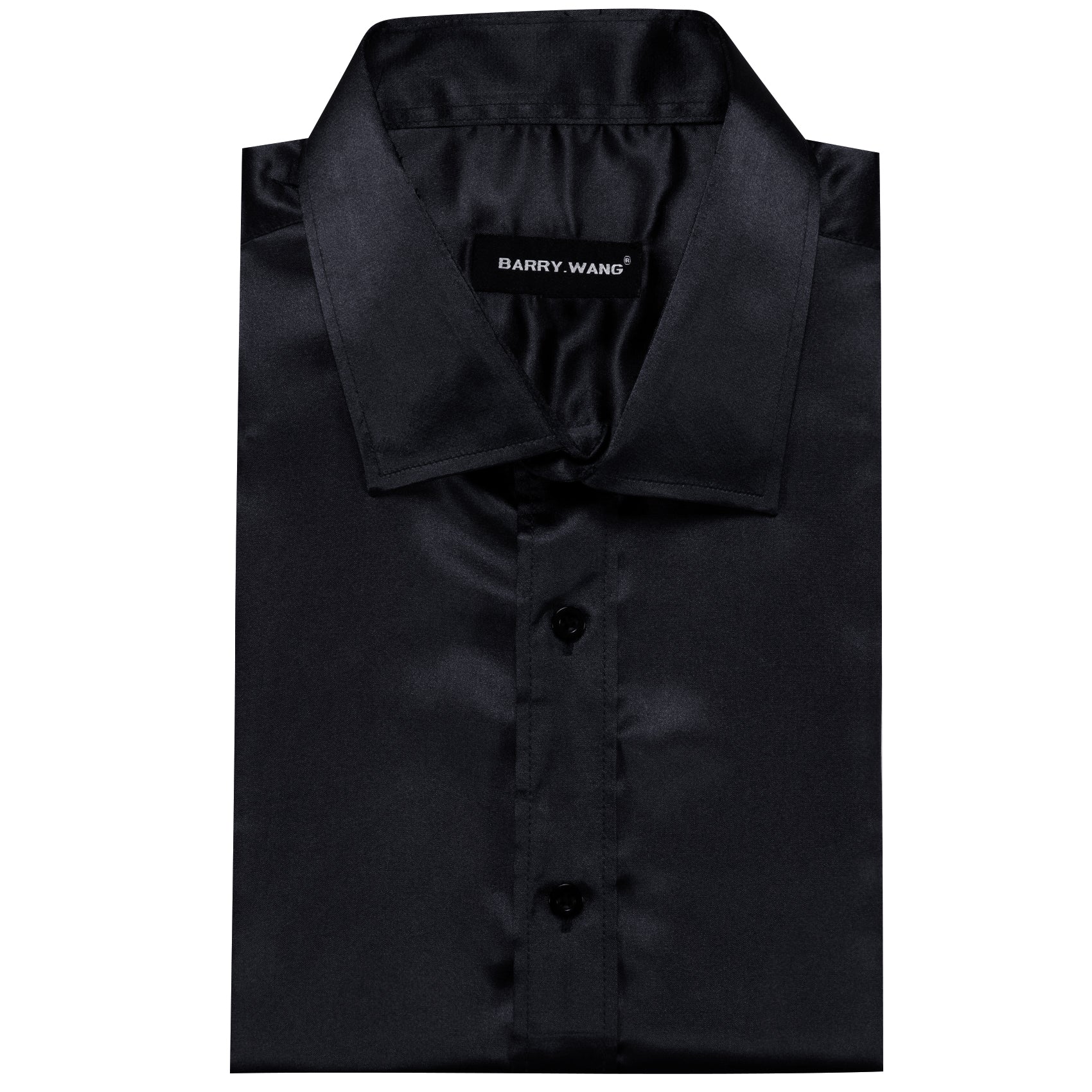 Barry.wang Black Solid Silk Shirt