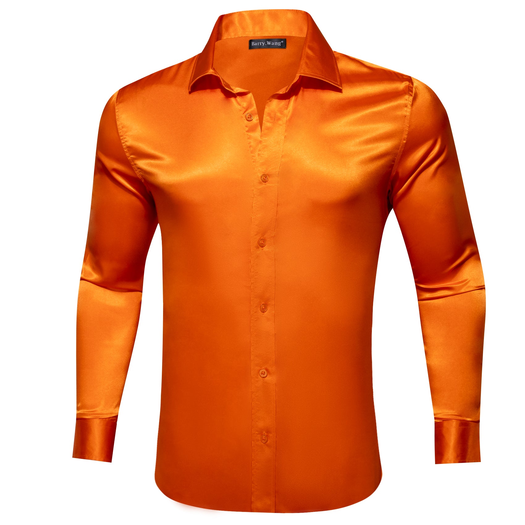 Barry.wang Orange Solid Silk Shirt