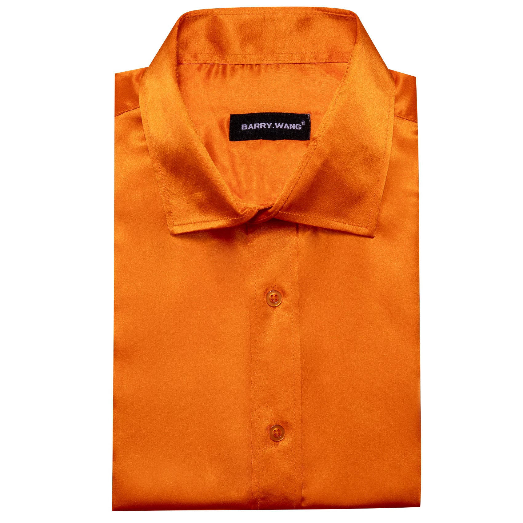 Barry.wang Orange Solid Silk Shirt