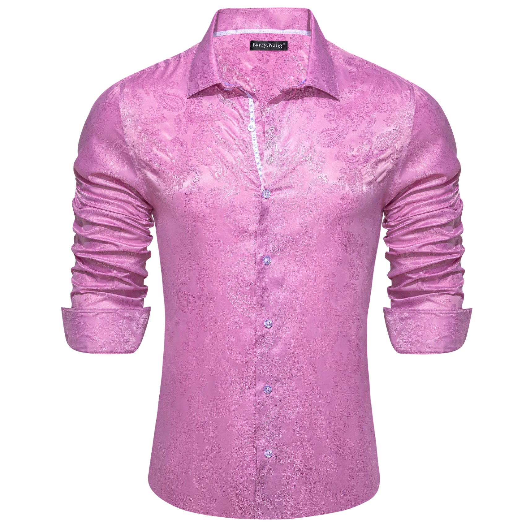Barry.wang Lilac Paisley Silk Men's Shirt