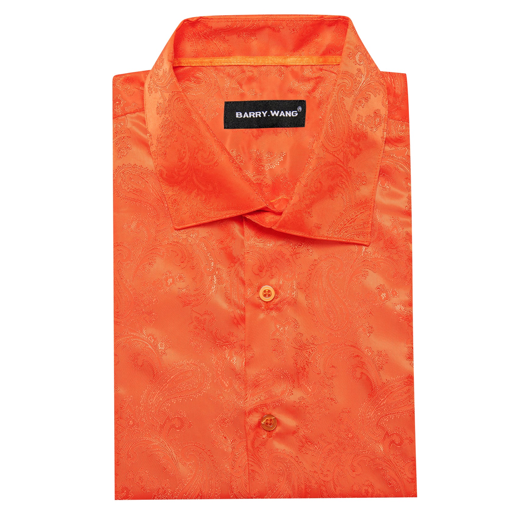 Barry. Wang Mens Orange Paisley Dress Shirt Business Casual Long Sleev Barry. Wang Mens Orange Paisley Dress Shirt Business Casual Long Sleev