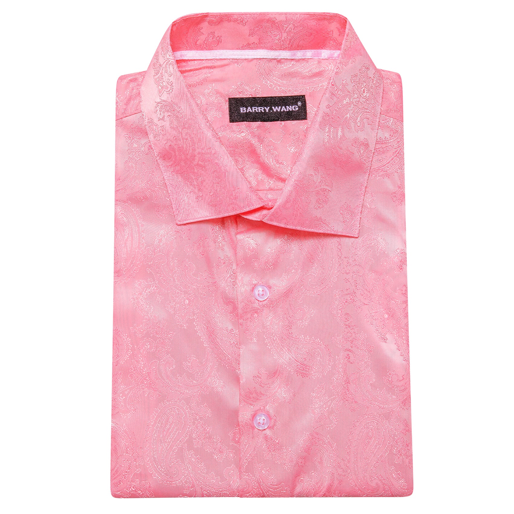 Barry.wang Pink Paisley Silk Men's Shirt