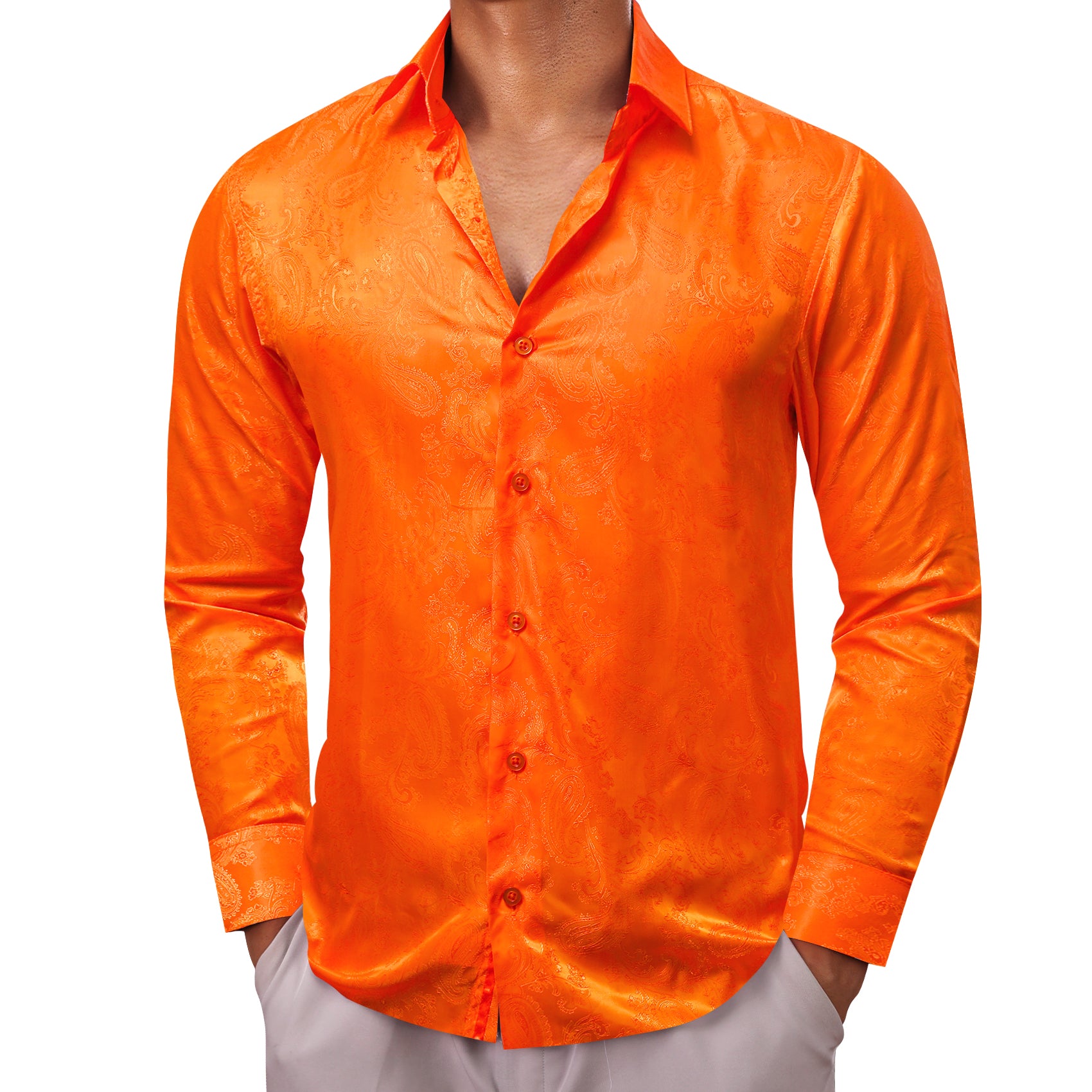 Burnt Orange mens long sleeve paisleu shirt for men 