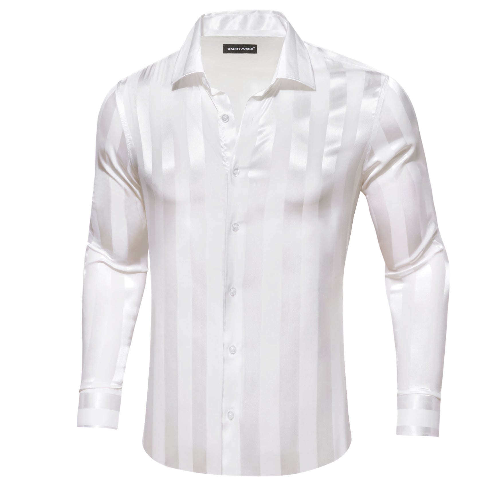 Barry.wang White Striped Silk Men's Shirt