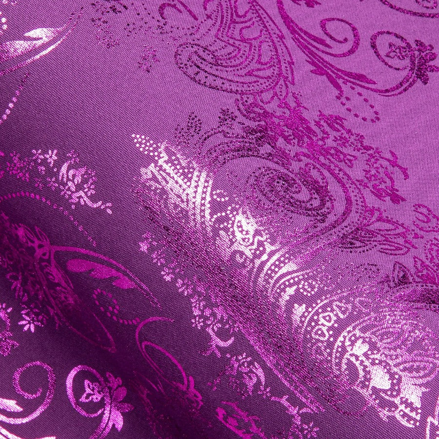Barry.wang Men's Shirt Orchid Purple Bronzing Jacquard Floral Silk Shirt